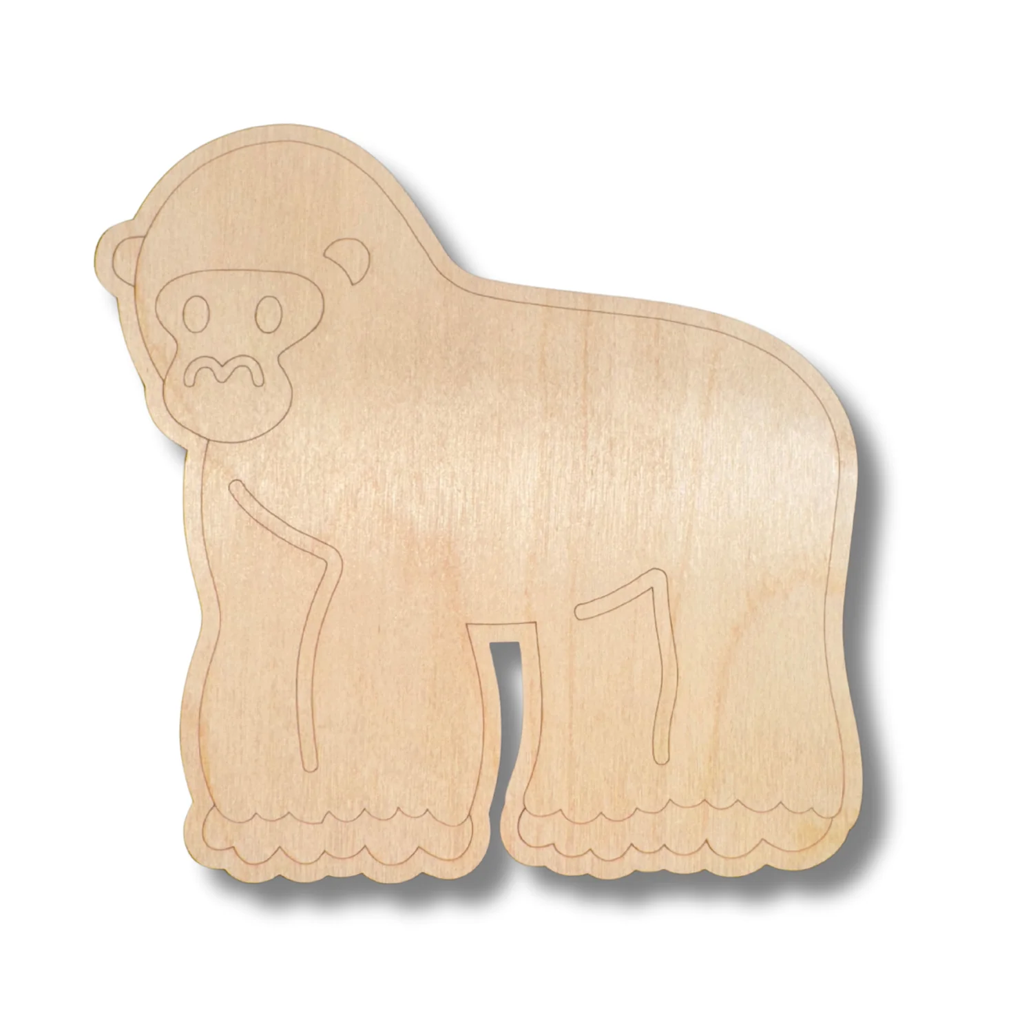 Unfinished Wood Etched Gorilla Shape | Paint By Line Crafts | up to 30" DIY - Image 2