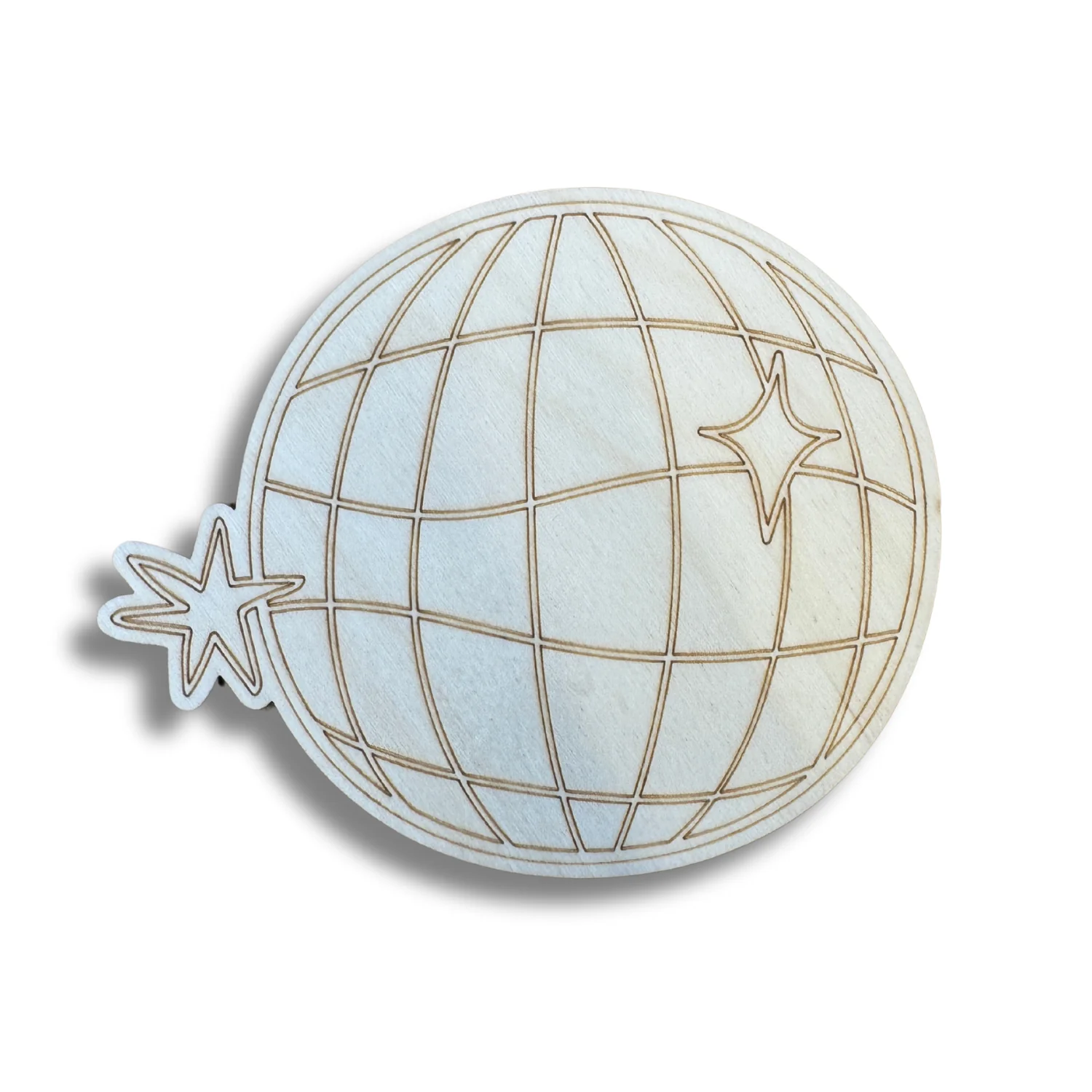 Unfinished Wood Etched Groovy Disco Ball Shape | Paint By Line Crafts | up to 30" DIY - Image 2
