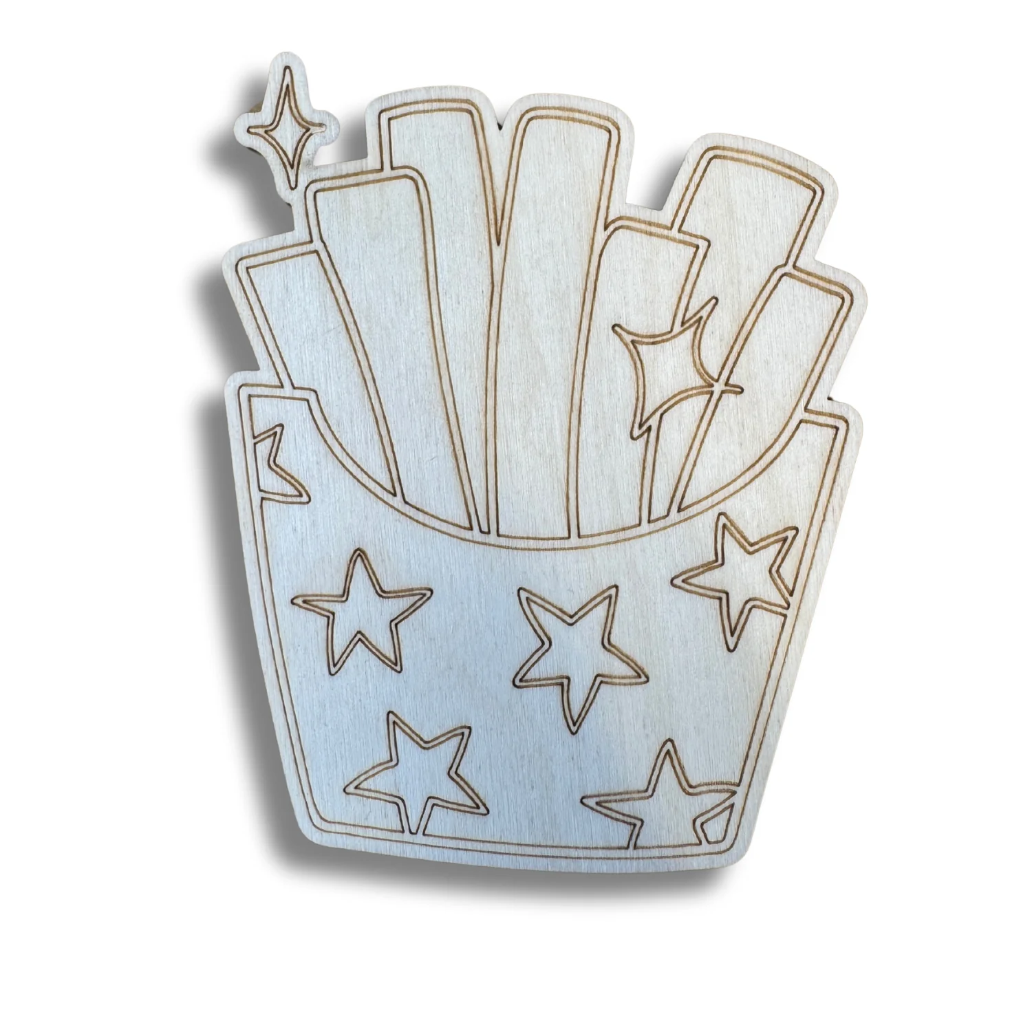 Unfinished Wood Etched Groovy Fries Shape | Paint By Line Crafts | up to 30" DIY - Image 2