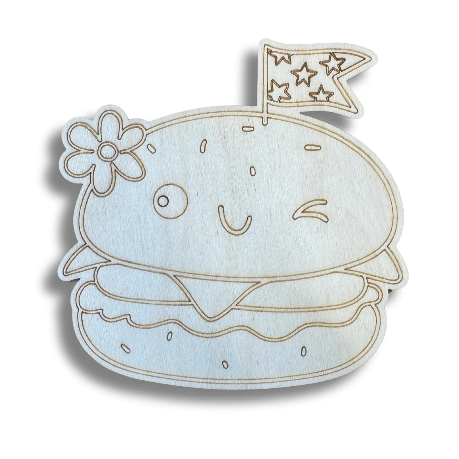 Unfinished Wood Etched Groovy Hamburger Shape | Paint By Line Crafts | up to 30" DIY - Image 2