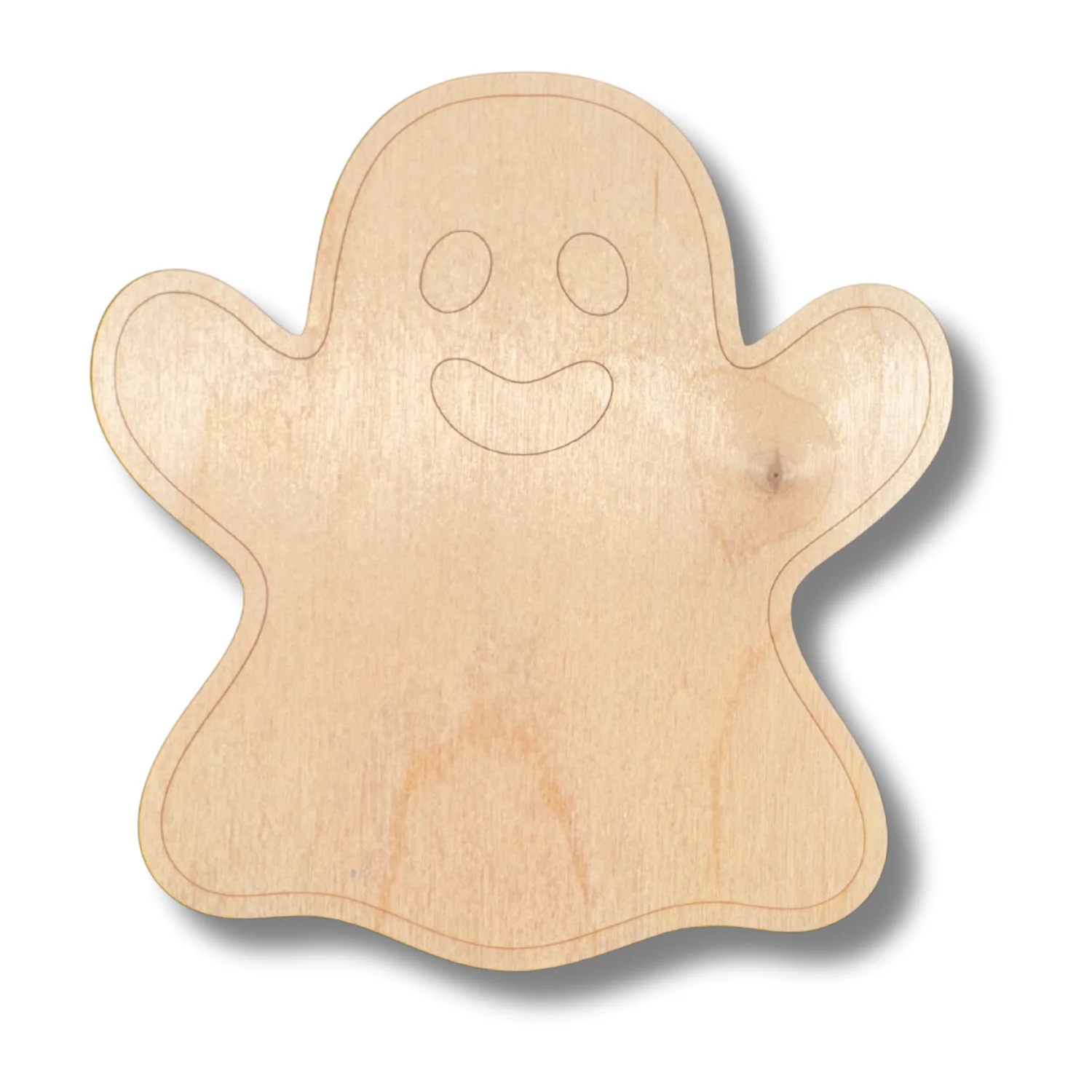 Unfinished Wood Etched Halloween Ghost Shape | Paint By Line Crafts | up to 30" DIY - Image 2