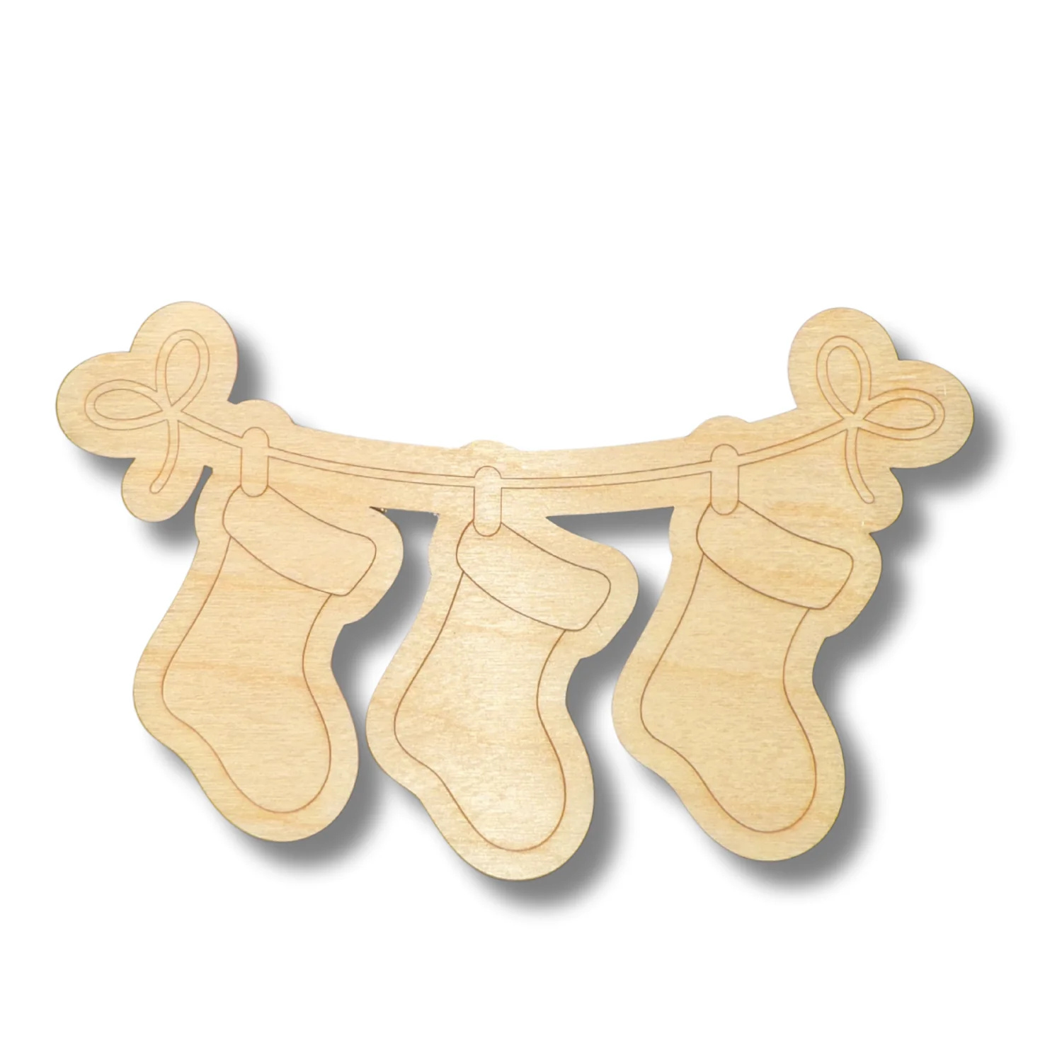Unfinished Wood Etched Hanging Stockings Shape | Paint By Line Crafts | up to 30" DIY - Image 2