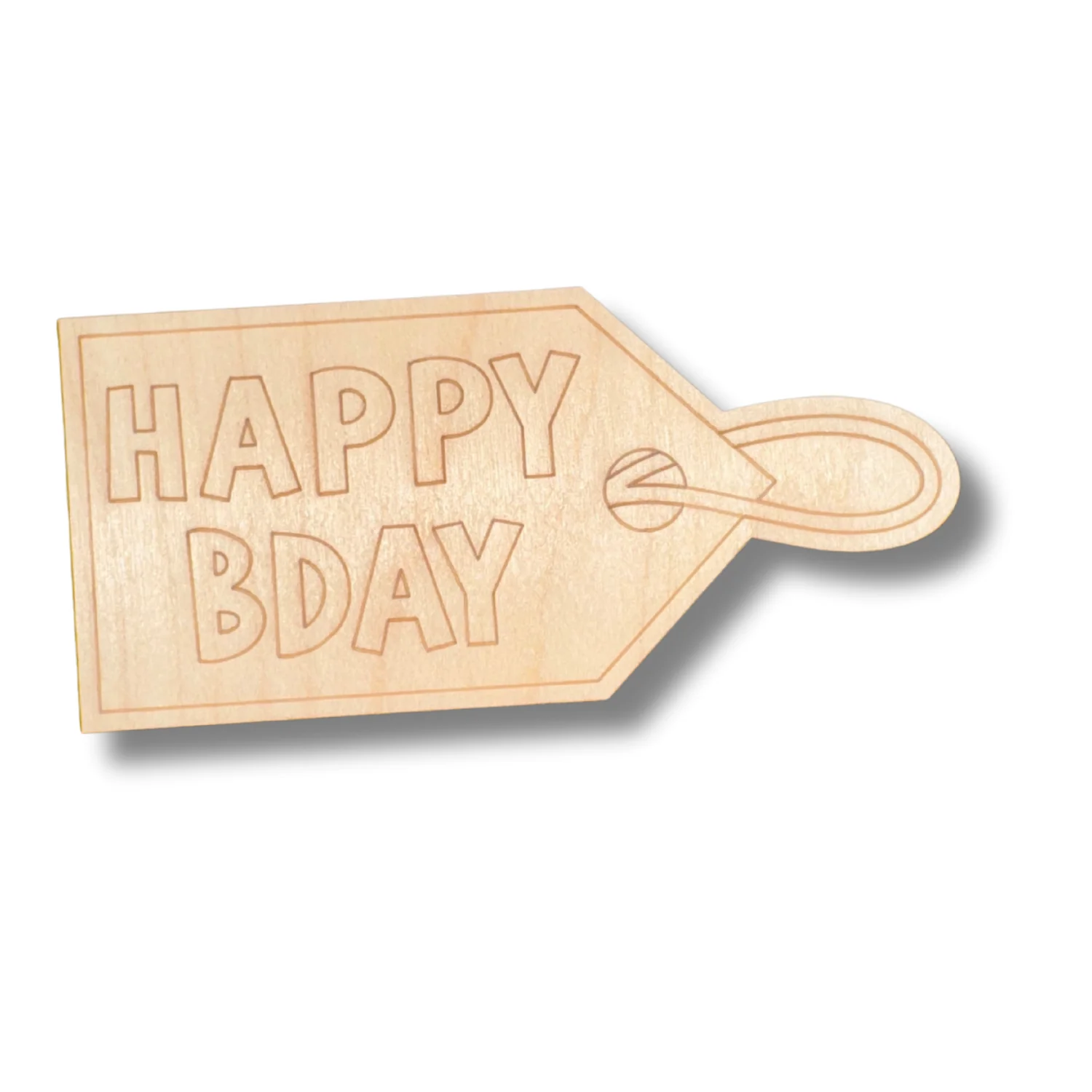 Unfinished Wood Etched Happy Bday Gift Tag Shape | Paint By Line Crafts | up to 30" DIY - Image 2