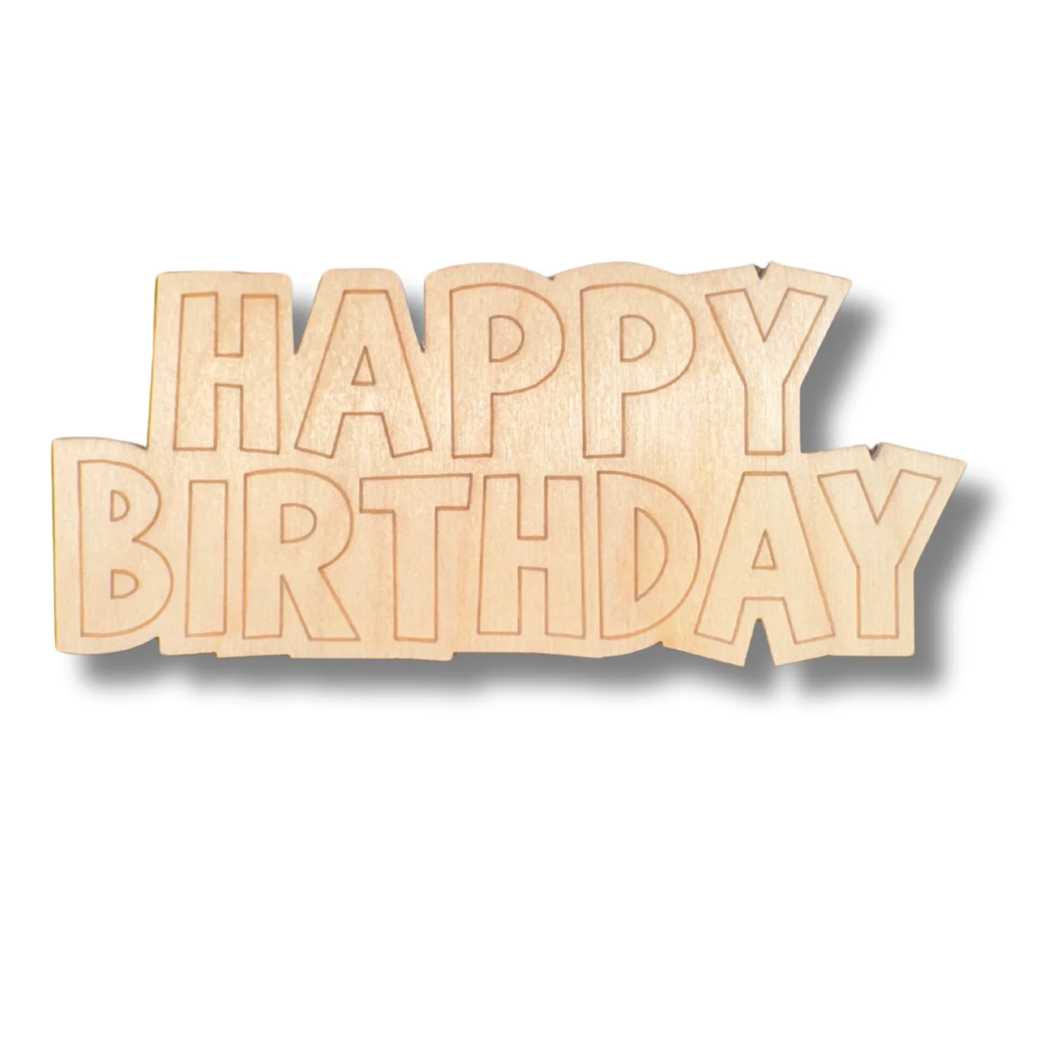 Unfinished Wood Etched Happy Birthday Shape | Paint By Line Crafts | up to 30" DIY - Image 2