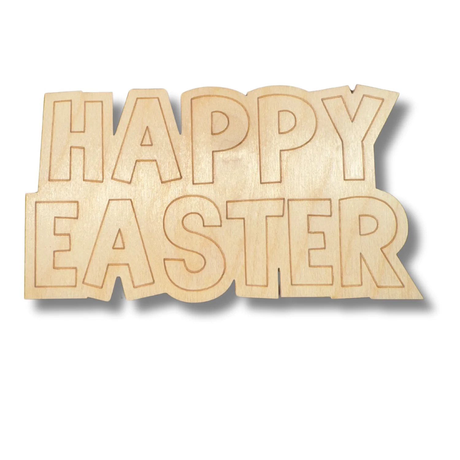 Unfinished Wood Etched Happy Easter Shape | Paint By Line Crafts | up to 30" DIY - Image 2