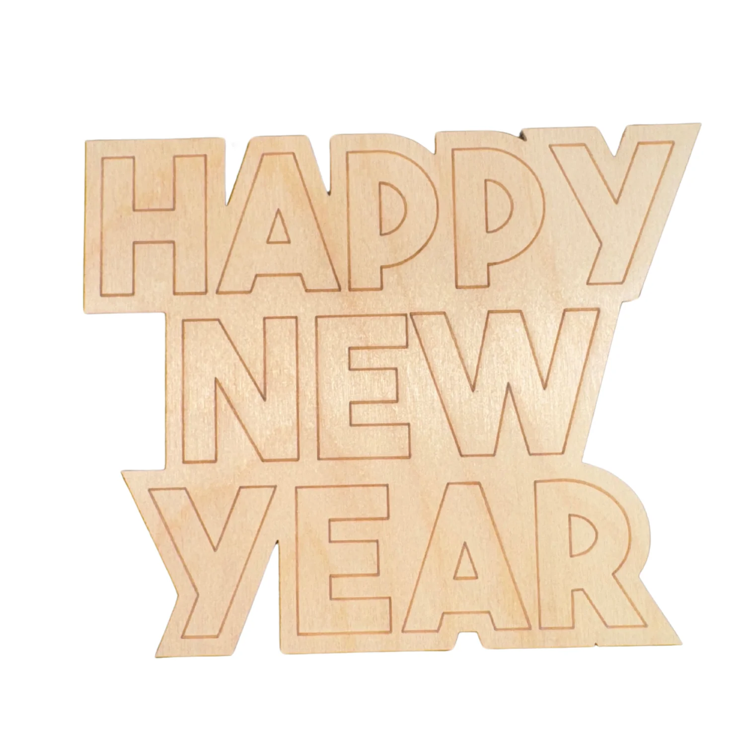 Unfinished Wood Etched Happy New Year Shape | Paint By Line Crafts | up to 30" DIY - Image 2