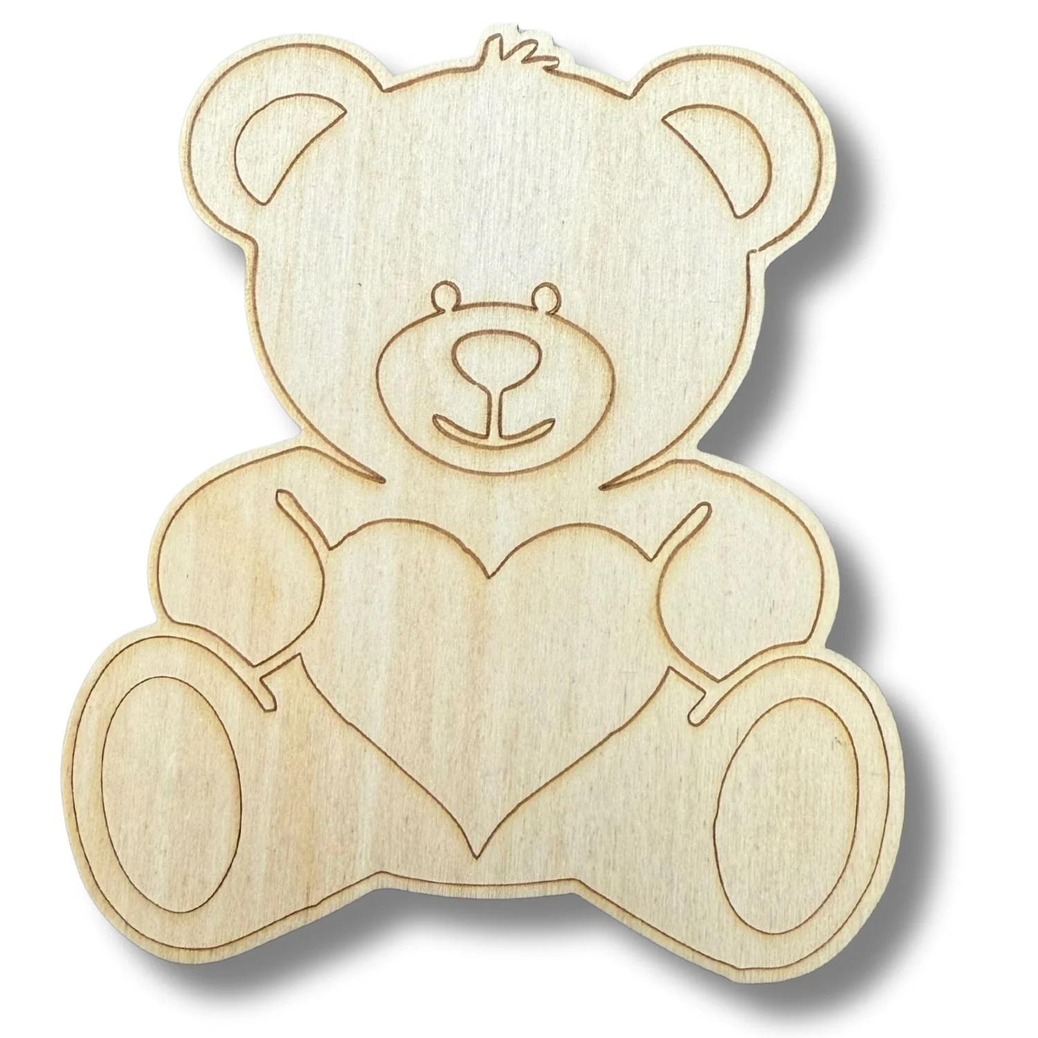 Unfinished Wood Etched Heart Bear Shape | Paint By Line Crafts | up to 30" DIY - Image 2