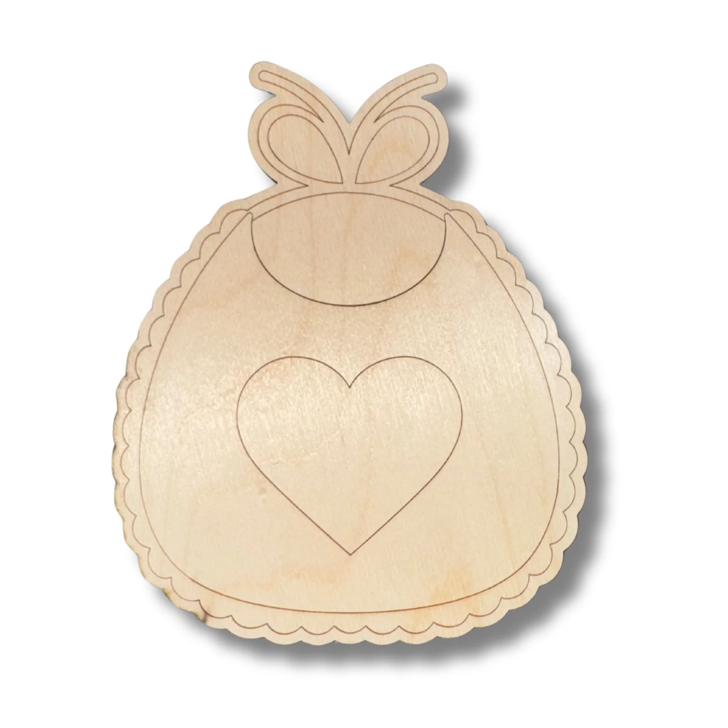 Unfinished Wood Etched Heart Bib Shape | Paint By Line Crafts | up to 30" DIY - Image 2