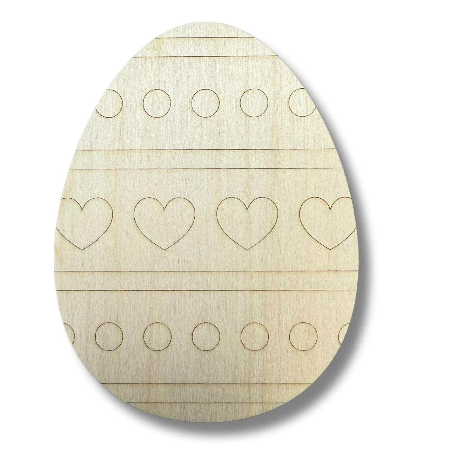 Unfinished Wood Etched Heart Pattern Egg Shape | Paint By Line Crafts | up to 30" DIY - Image 2