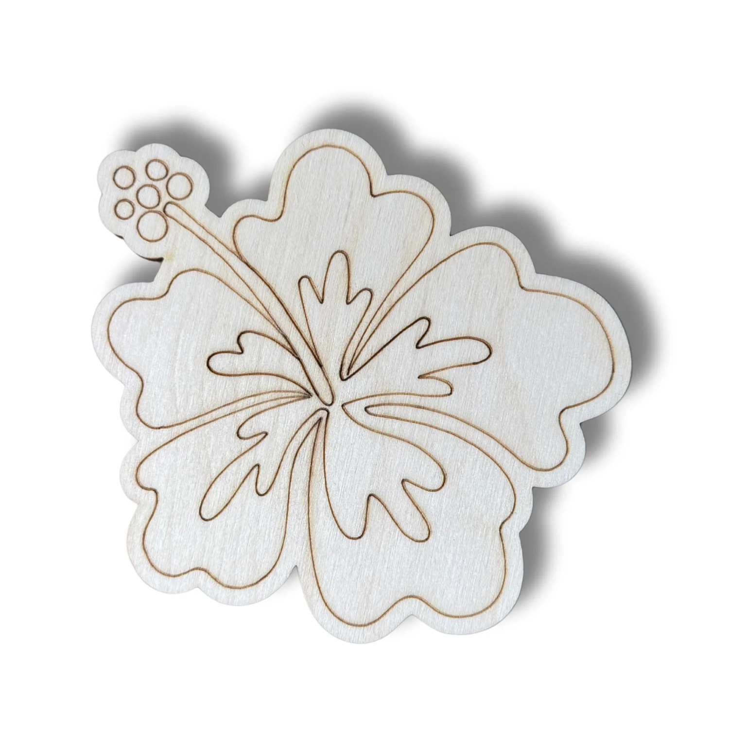 Unfinished Wood Etched Hibiscus Flower Shape | Paint By Line Crafts | up to 30" DIY - Image 2