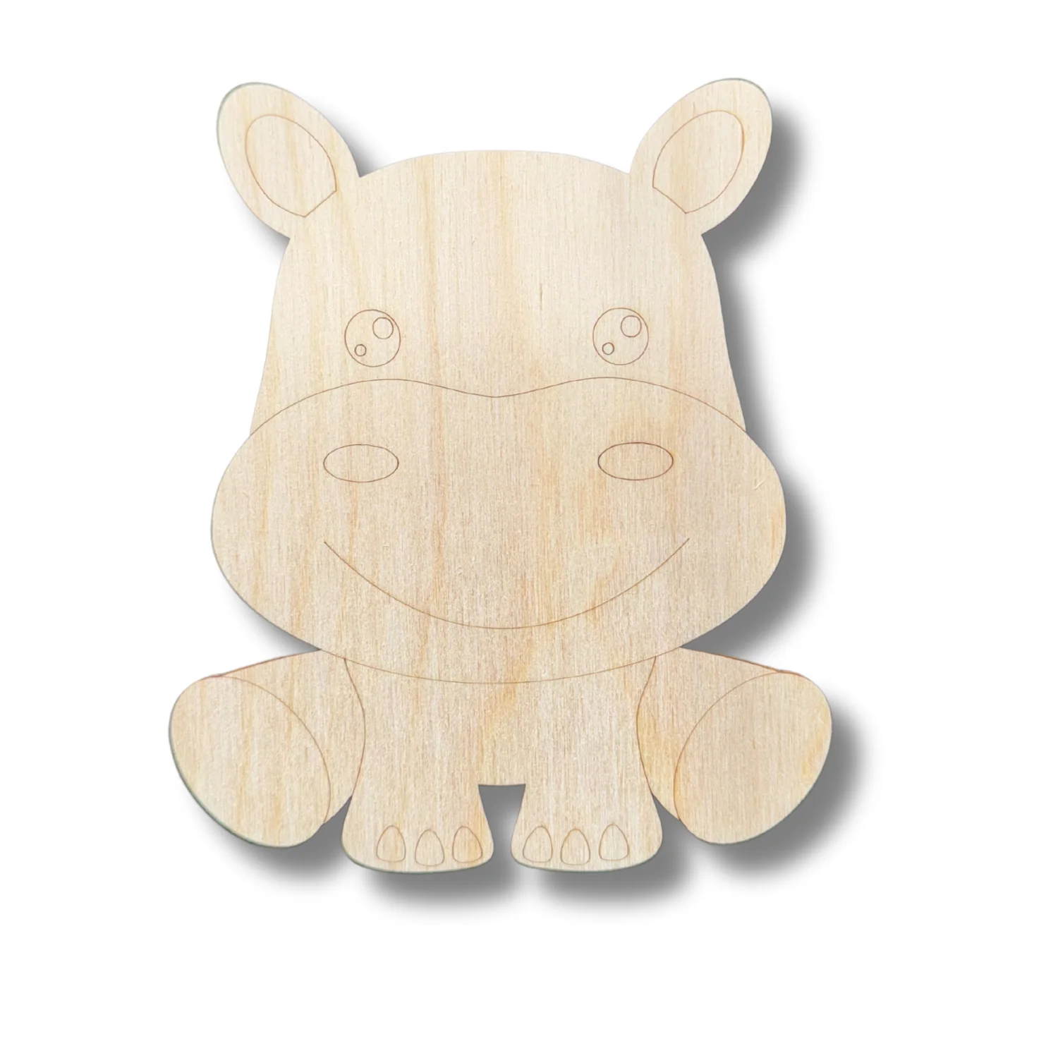Unfinished Wood Etched Hippo Shape | Paint By Line Crafts | up to 30" DIY - Image 2