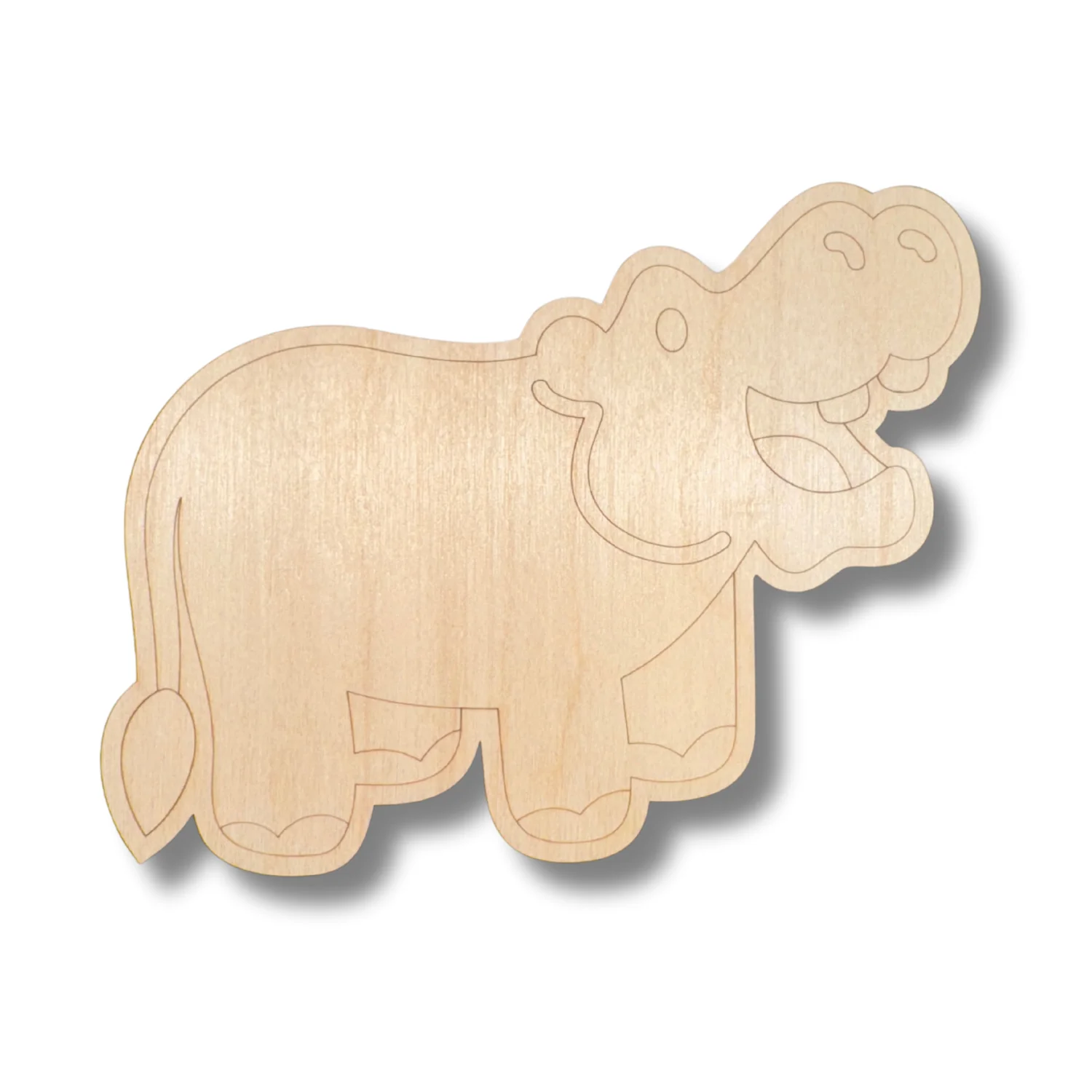 Unfinished Wood Etched Hippopotamus Shape | Paint By Line Crafts | up to 30" DIY - Image 2