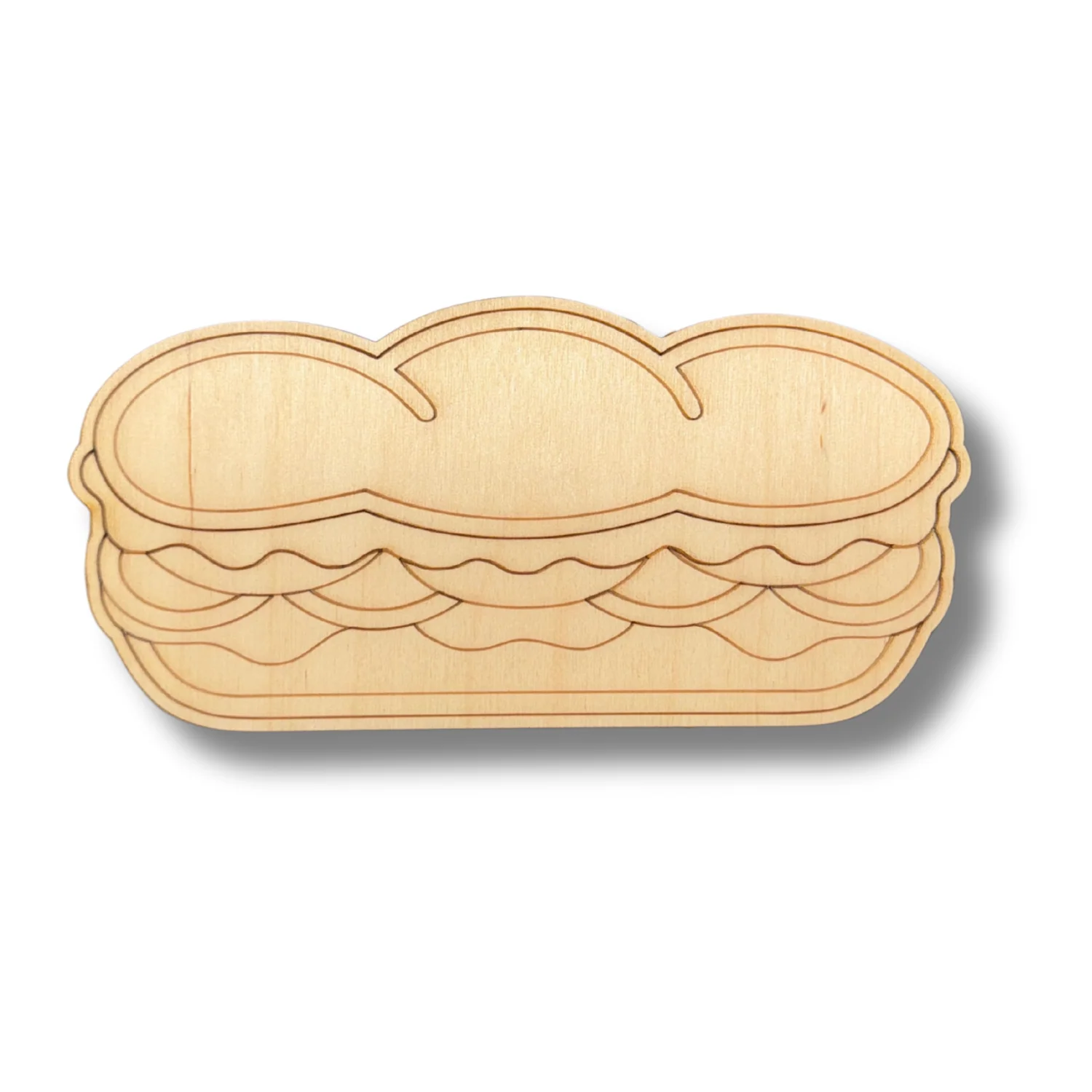 Unfinished Wood Etched Hoagie Shape | Paint By Line Crafts | up to 30" DIY - Image 2