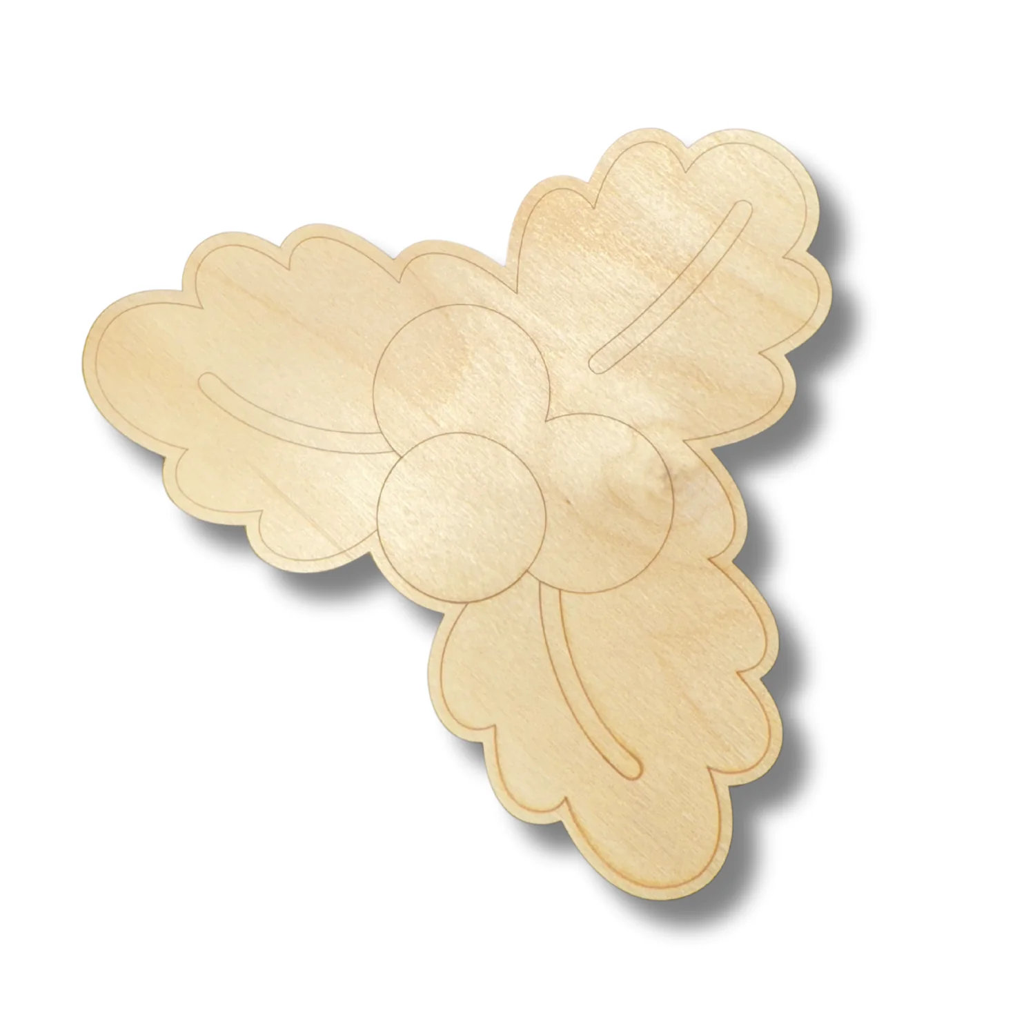 Unfinished Wood Etched Holly Shape | Paint By Line Crafts | up to 30" DIY - Image 2