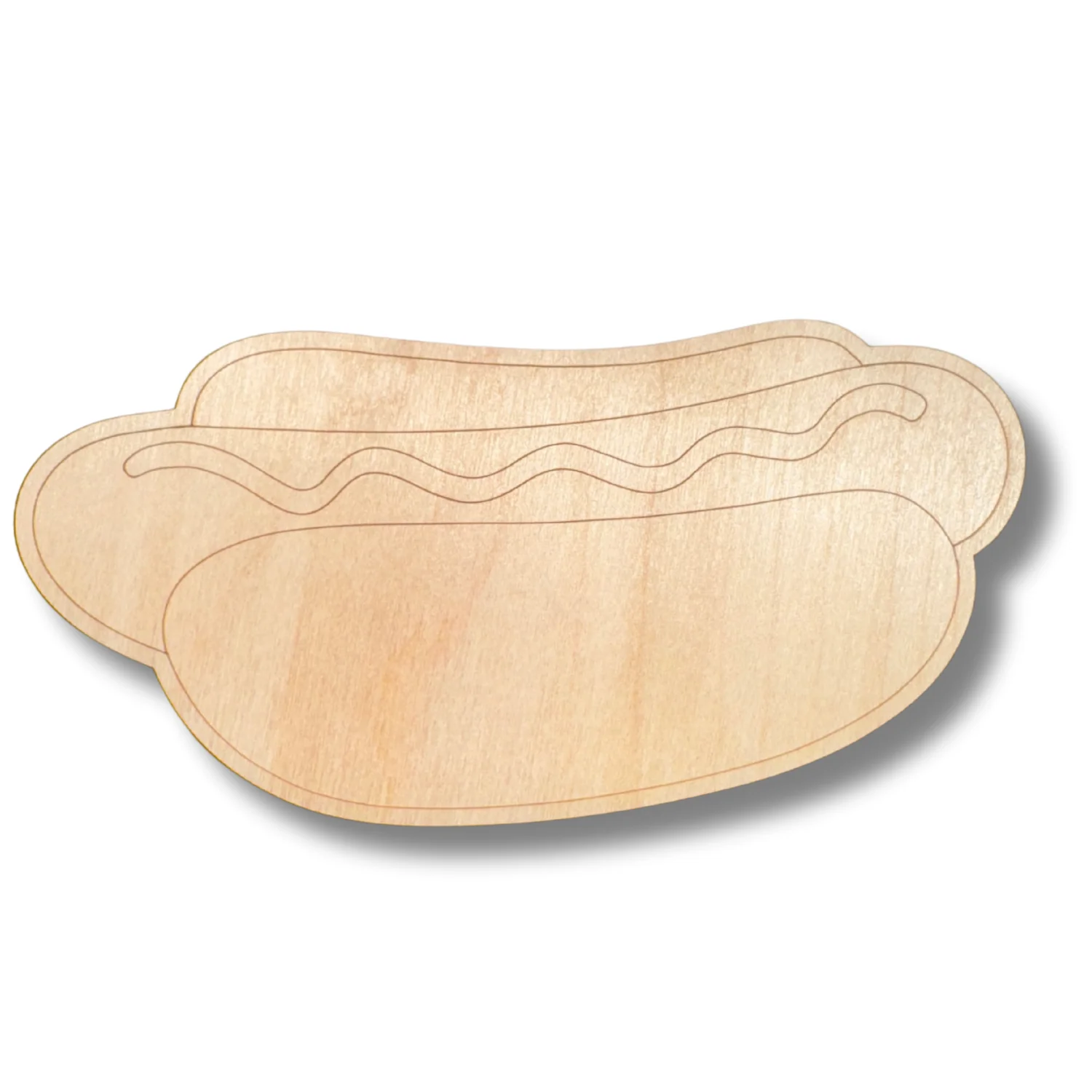 Unfinished Wood Etched Hot Dog Shape | Paint By Line Crafts | up to 30" DIY - Image 2