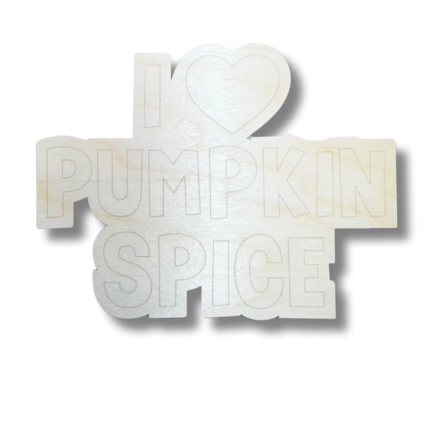 Unfinished Wood Etched I Love Pumpkin Spice Shape | Paint By Line Crafts | up to 30" DIY - Image 2