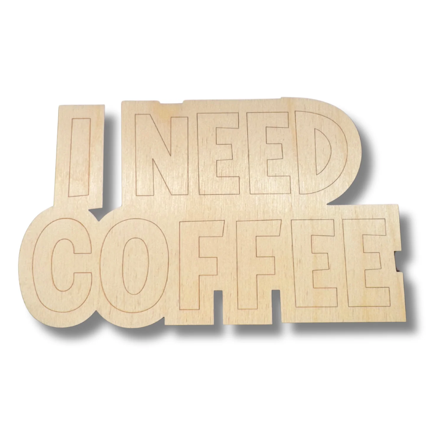 Unfinished Wood Etched I Need Coffee Shape | Paint By Line Crafts | up to 30" DIY - Image 2