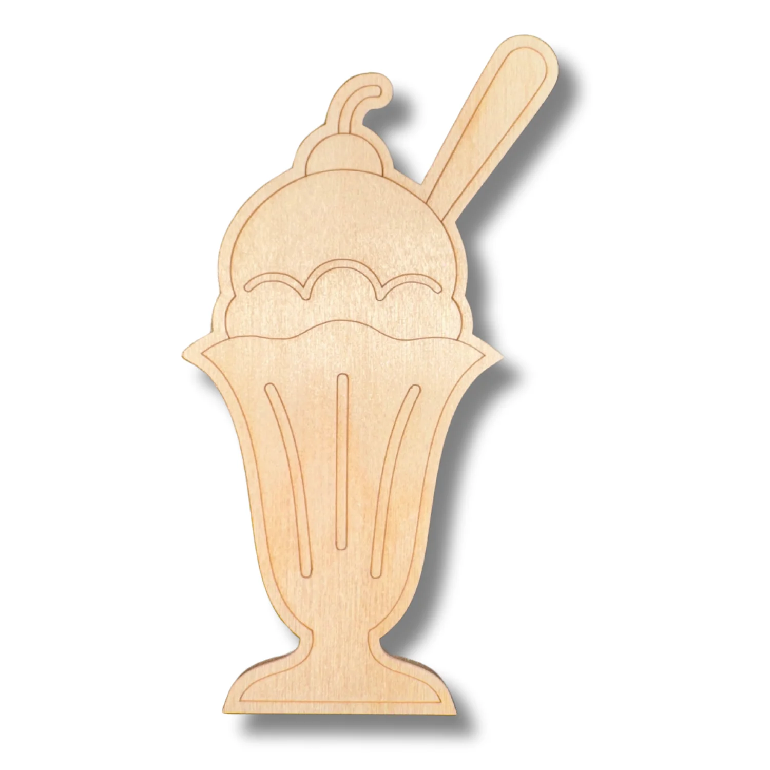Unfinished Wood Etched Ice Cream Sundae Shape | Paint By Line Crafts | up to 30" DIY - Image 2