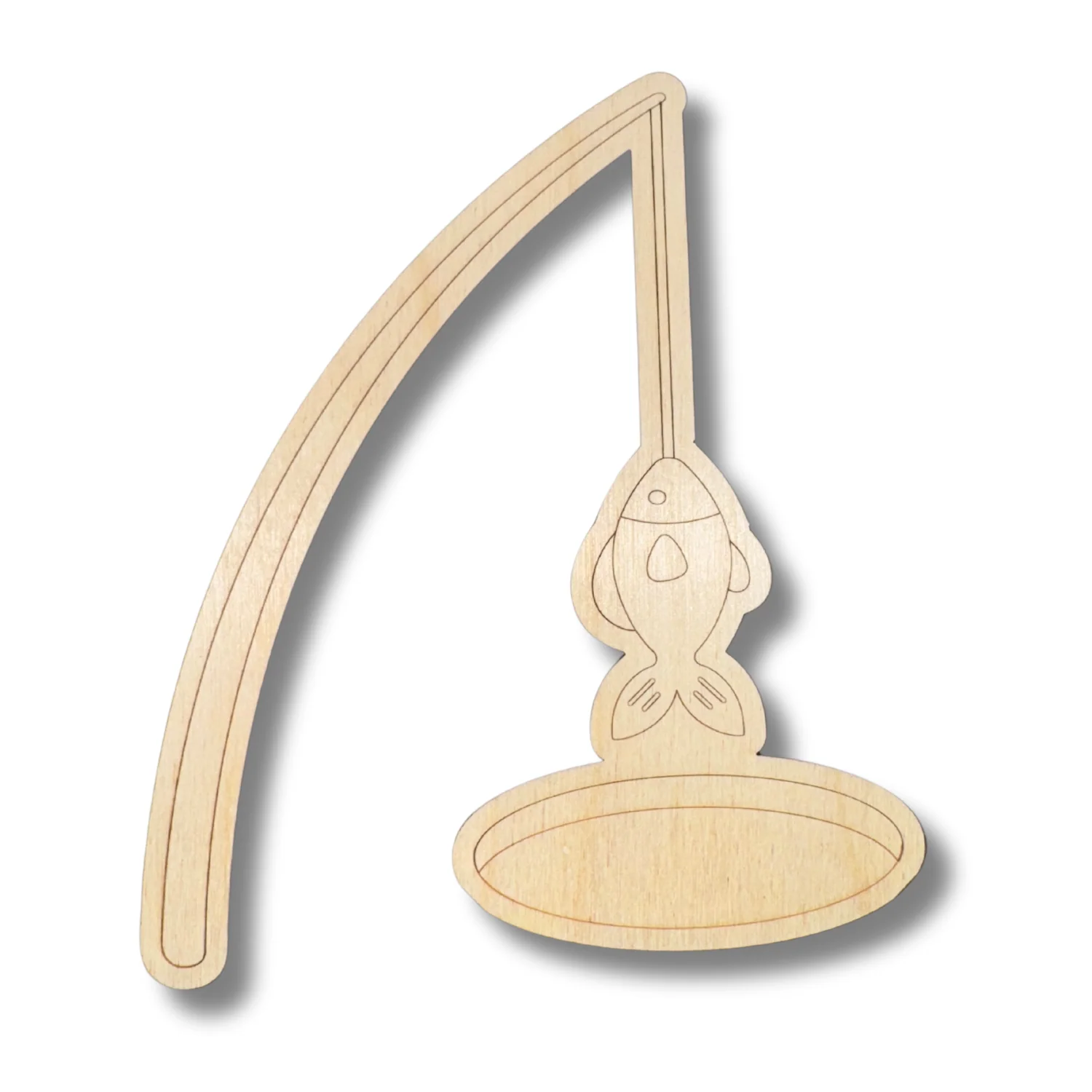 Unfinished Wood Etched Ice Fishing Shape | Paint By Line Crafts | up to 30" DIY - Image 2