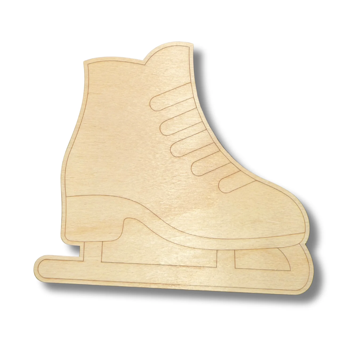 Unfinished Wood Etched Ice Skate Shape | Paint By Line Crafts | up to 30" DIY - Image 2