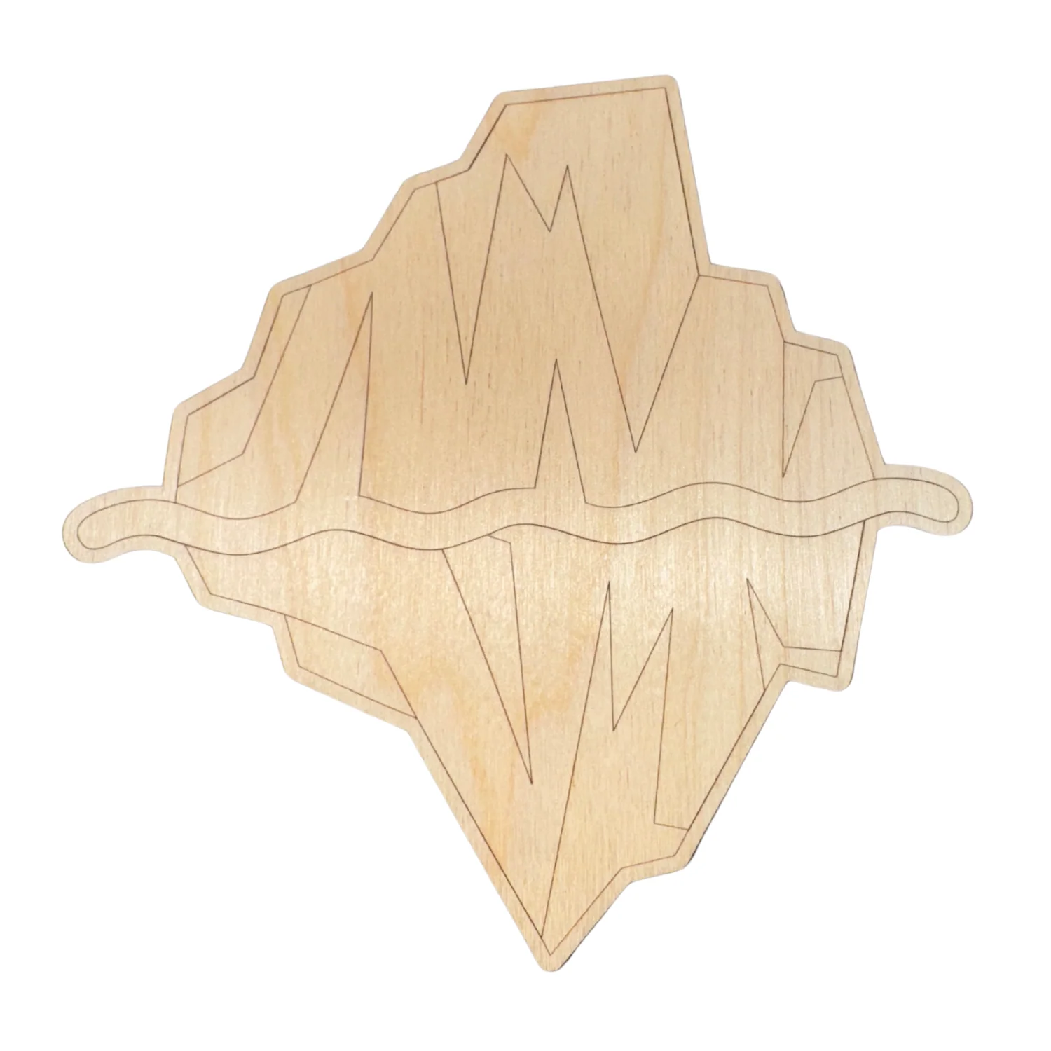 Unfinished Wood Etched Iceberg Shape | Paint By Line Crafts | up to 30" DIY - Image 2