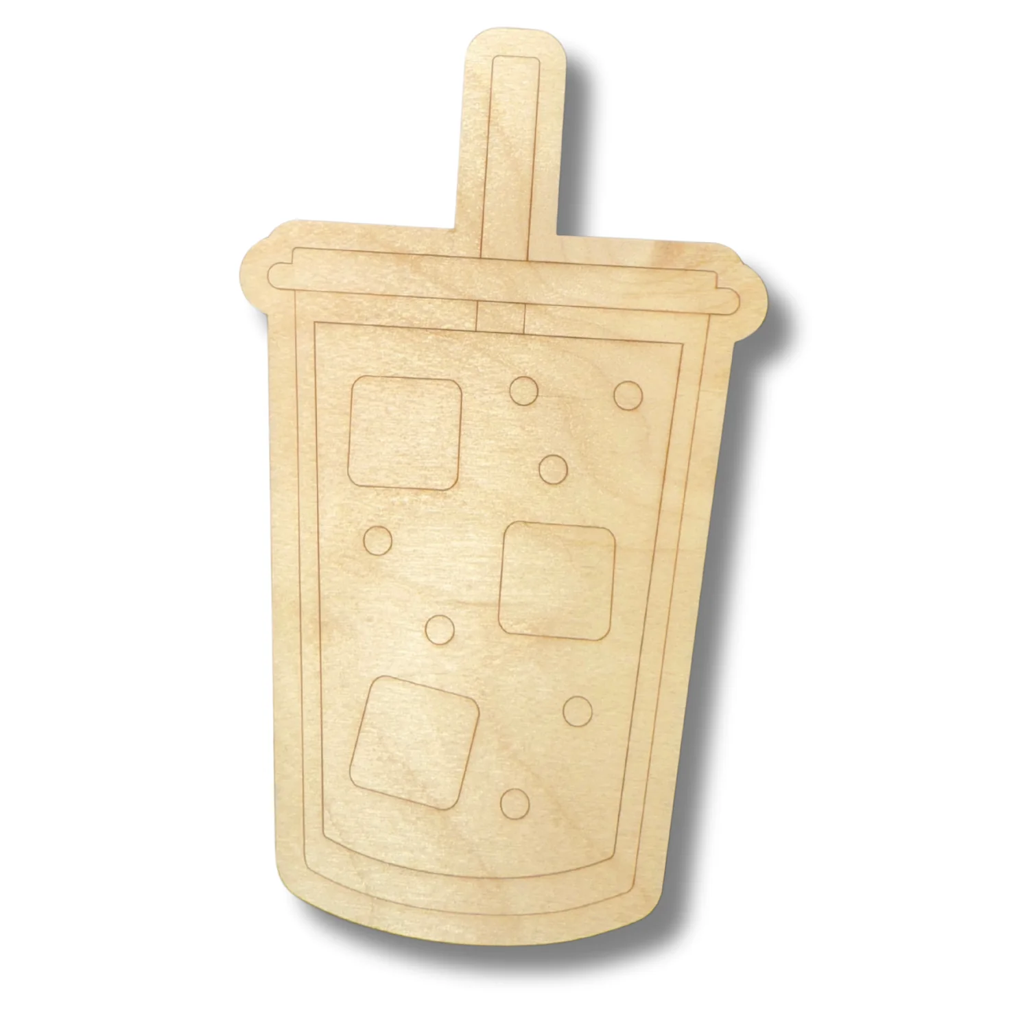 Unfinished Wood Etched Iced Coffee Shape | Paint By Line Crafts | up to 30" DIY - Image 2