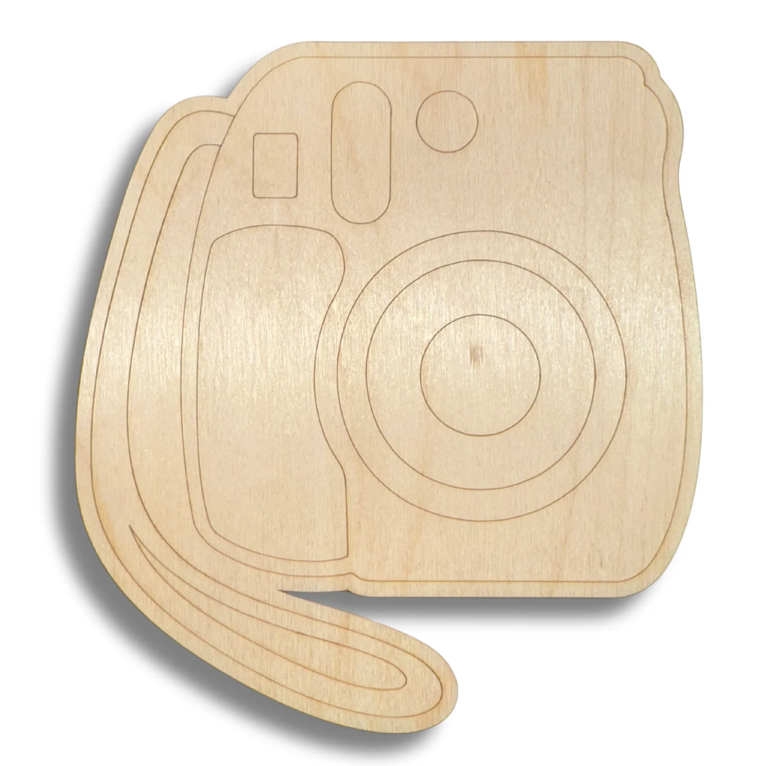 Unfinished Wood Etched Instant Camera Shape | Paint By Line Crafts | up to 30" DIY - Image 2