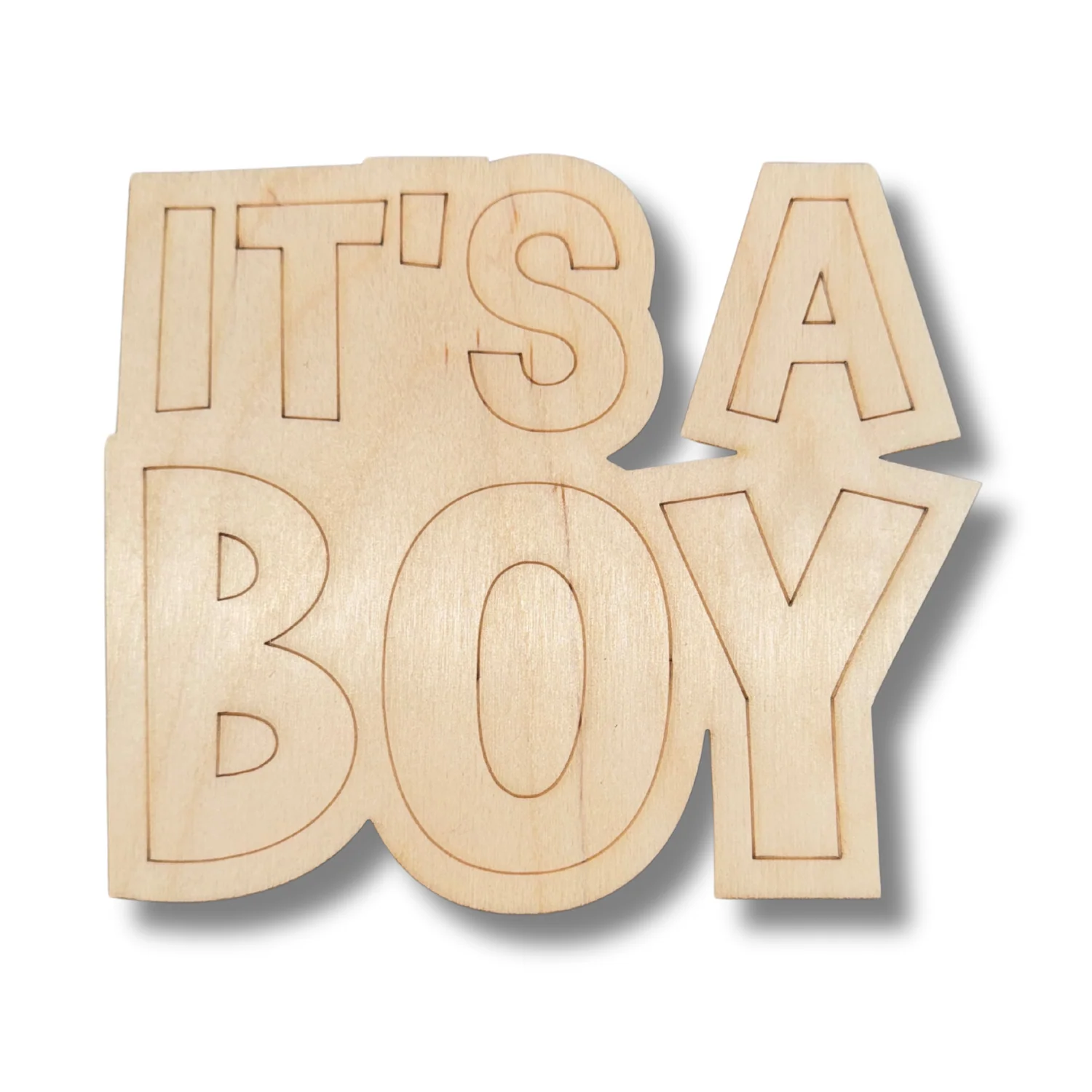 Unfinished Wood Etched It's A Boy Shape | Paint By Line Crafts | up to 30" DIY - Image 2