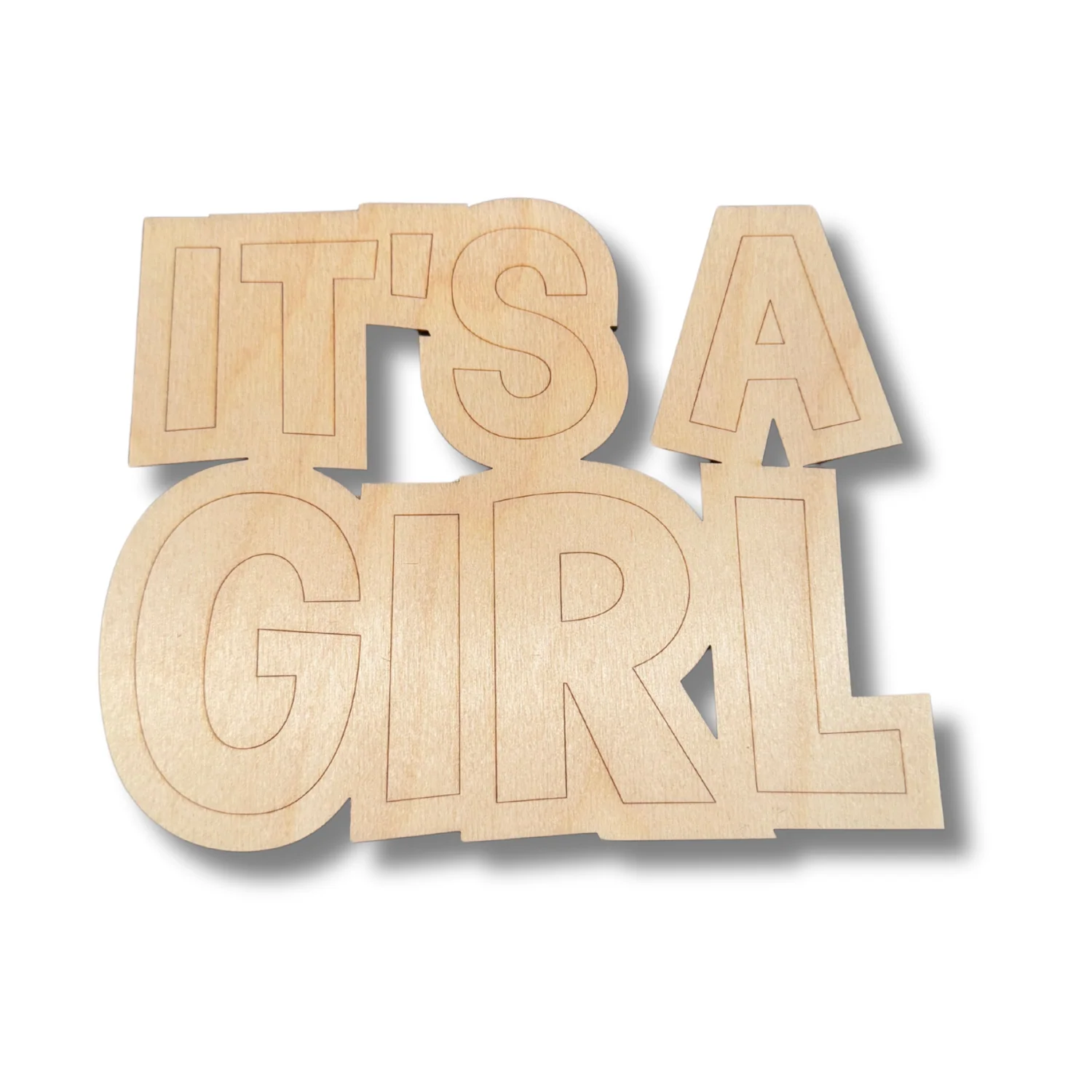 Unfinished Wood Etched It's A Girl Shape | Paint By Line Crafts | up to 30" DIY - Image 2