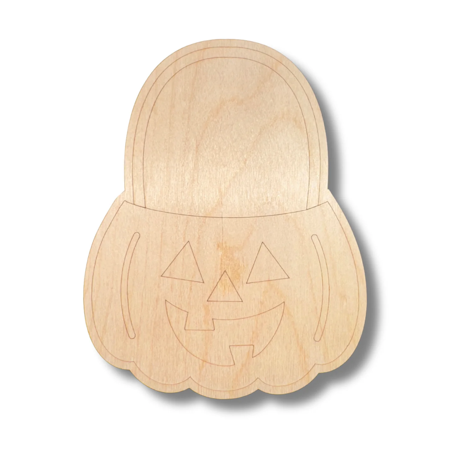 Unfinished Wood Etched Jack o' Lantern Pail Shape | Paint By Line Crafts | up to 30" DIY - Image 2