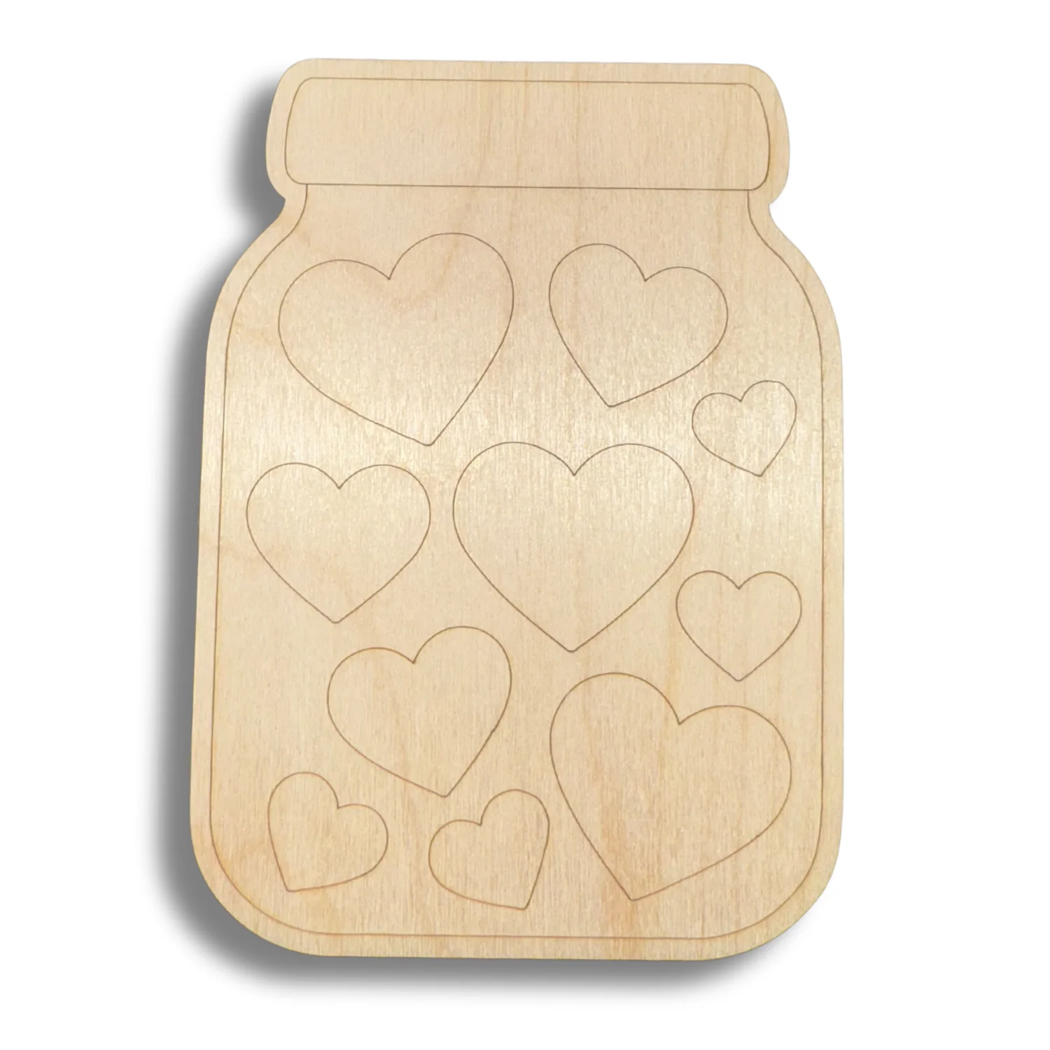 Unfinished Wood Etched Jar of Hearts Shape | Paint By Line Crafts | up to 30" DIY - Image 2
