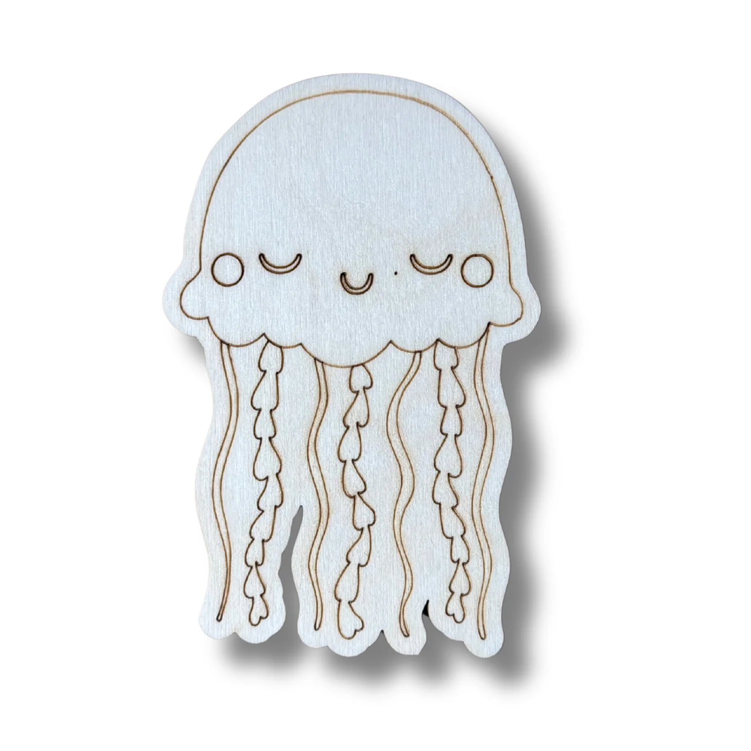 Unfinished Wood Etched Jelly Fish Shape | Paint By Line Crafts | up to 30" DIY - Image 2