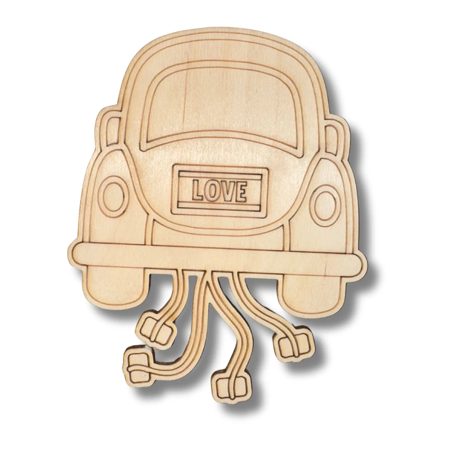 Unfinished Wood Etched Just Married Car Shape | Paint By Line Crafts | up to 30" DIY - Image 2