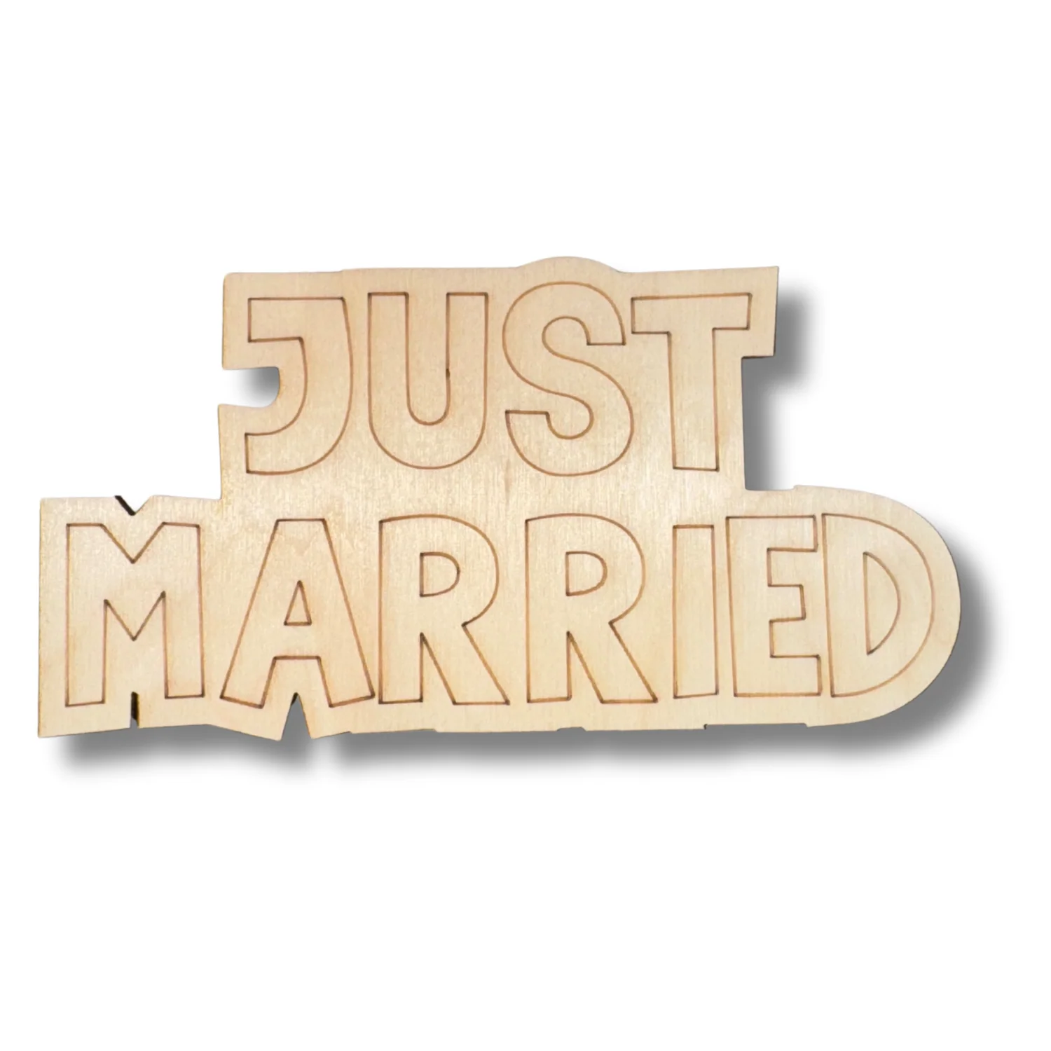 Unfinished Wood Etched Just Married Shape | Paint By Line Crafts | up to 30" DIY - Image 2