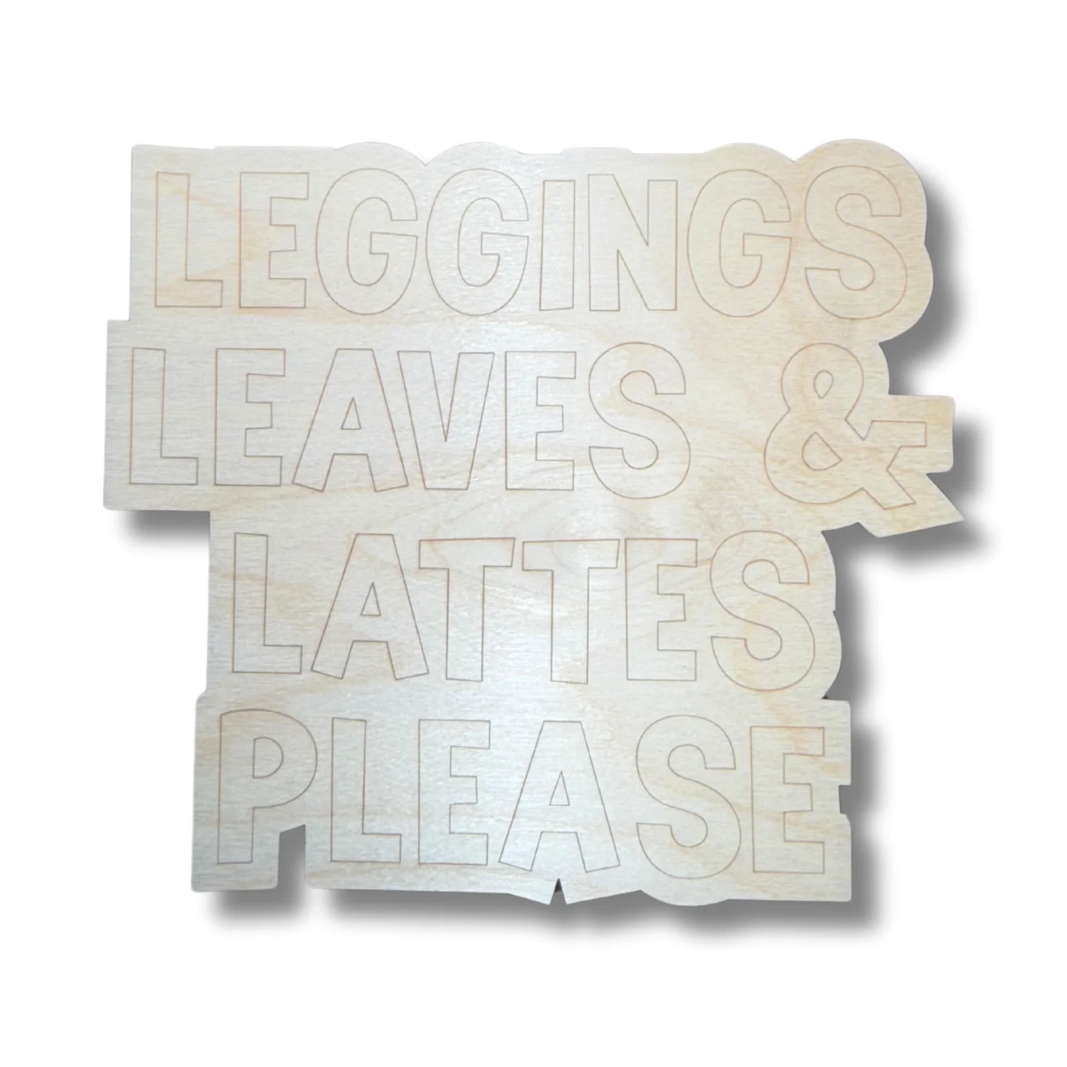 Unfinished Wood Etched Leggings Leaves & Lattes Please Shape | Paint By Line Crafts | up to 30" DIY - Image 2