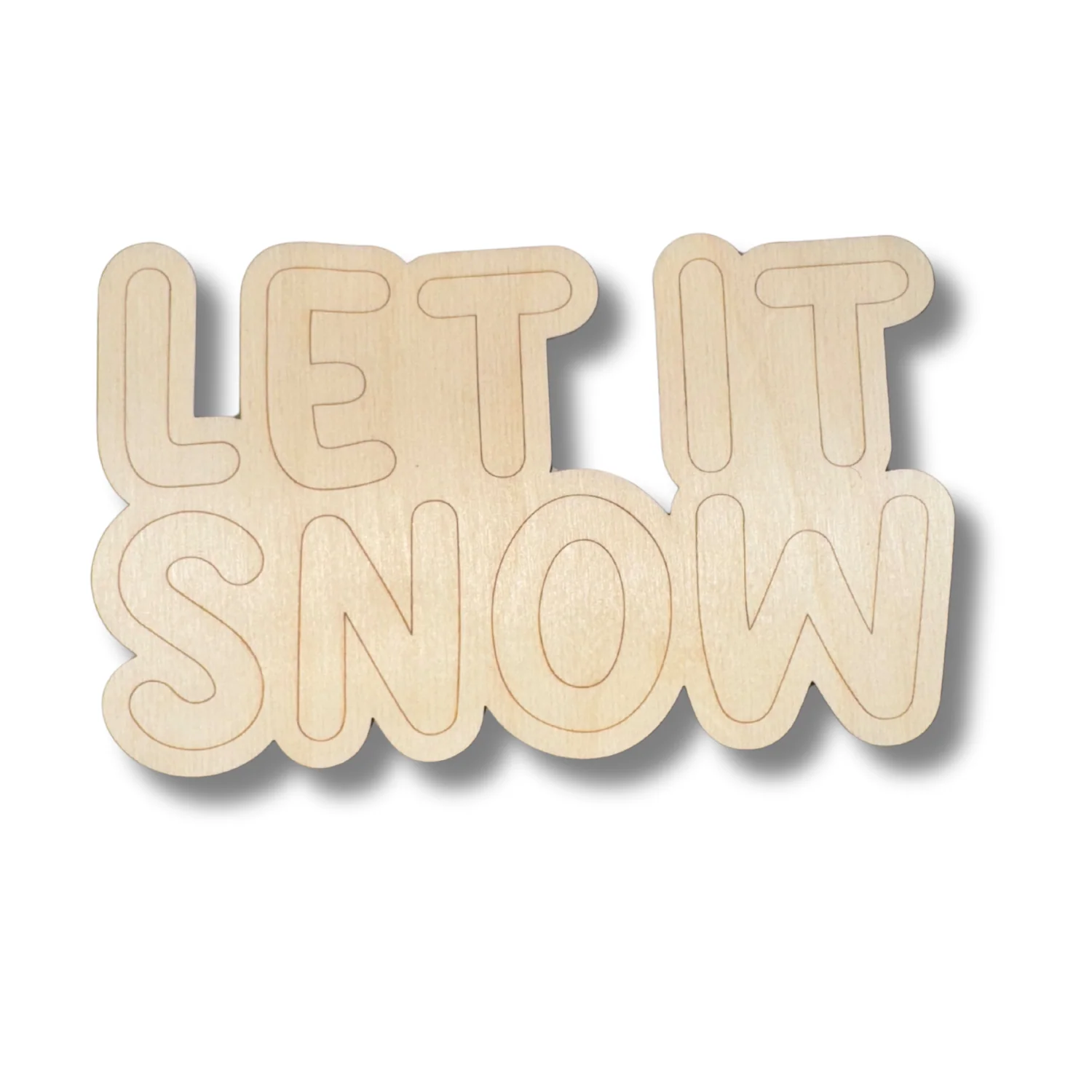 Unfinished Wood Etched Let It Snow Shape | Paint By Line Crafts | up to 30" DIY - Image 2