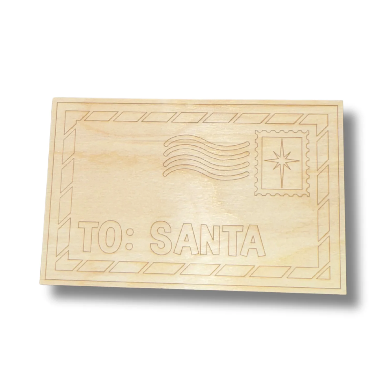 Unfinished Wood Etched Letter to Santa Shape | Paint By Line Crafts | up to 30" DIY - Image 2