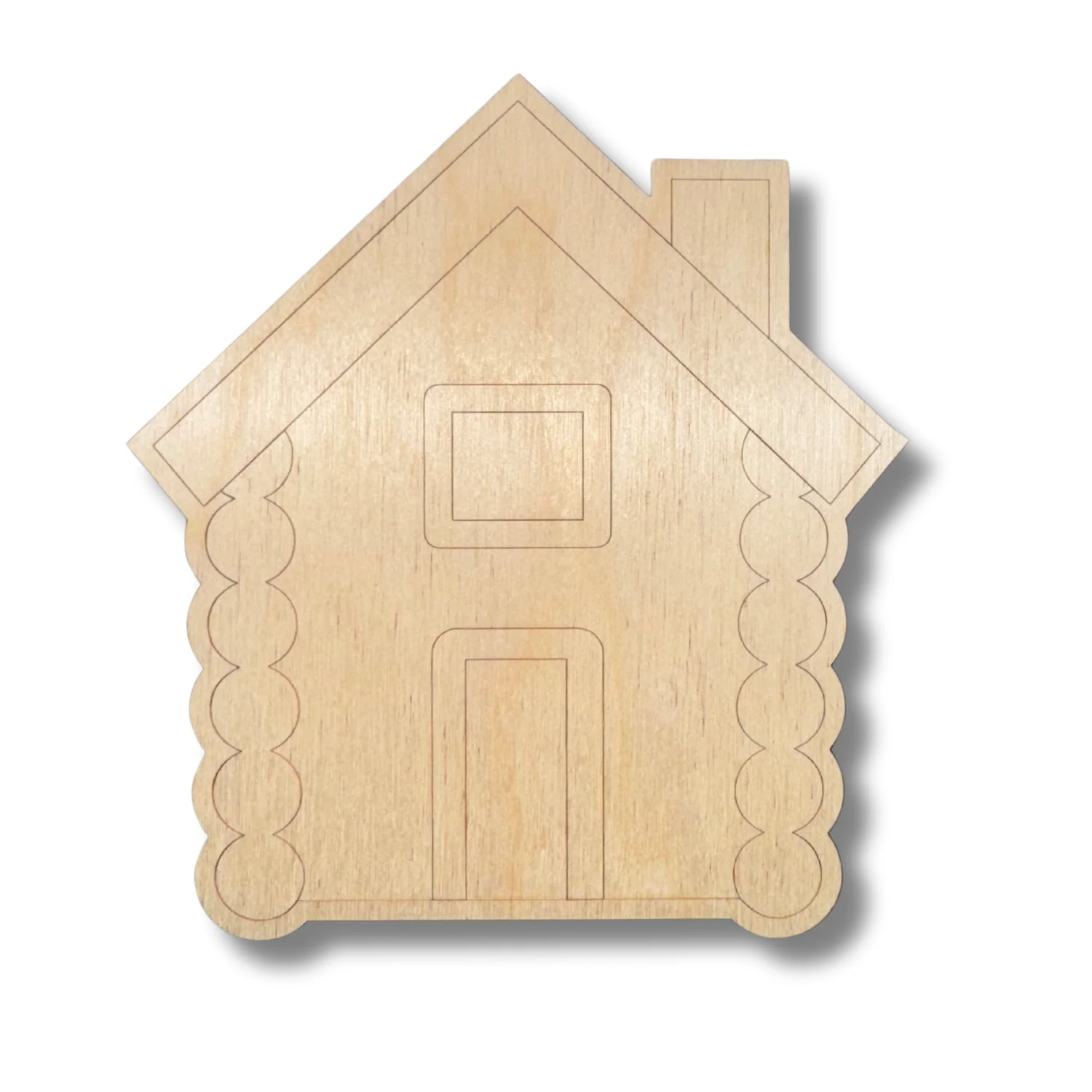 Unfinished Wood Etched Log Cabin Shape | Paint By Line Crafts | up to 30" DIY - Image 2