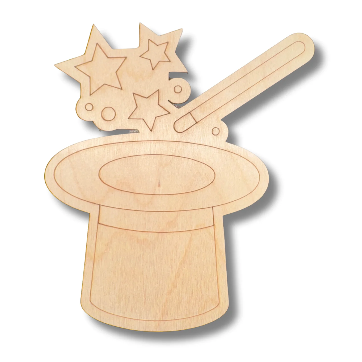 Unfinished Wood Etched Magic Hat Shape | Paint By Line Crafts | up to 30" DIY - Image 2