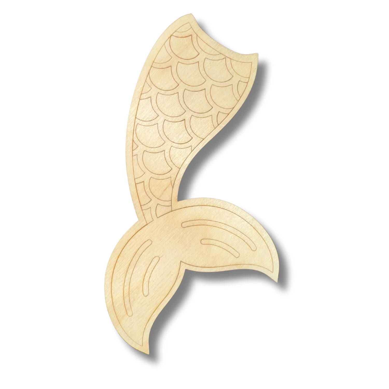 Unfinished Wood Etched Mermaid Tail Shape | Paint By Line Crafts | up to 30" DIY - Image 2