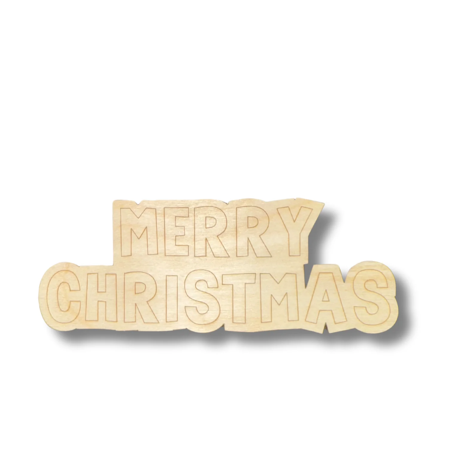 Unfinished Wood Etched Merry Christmas Shape | Paint By Line Crafts | up to 30" DIY - Image 2