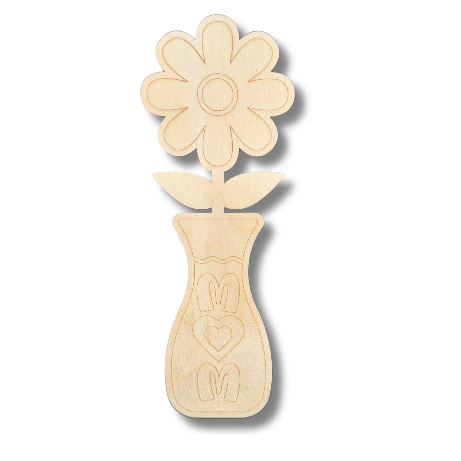 Unfinished Wood Etched Mom Flower Vase Shape | Paint By Line Crafts | up to 30" DIY - Image 2