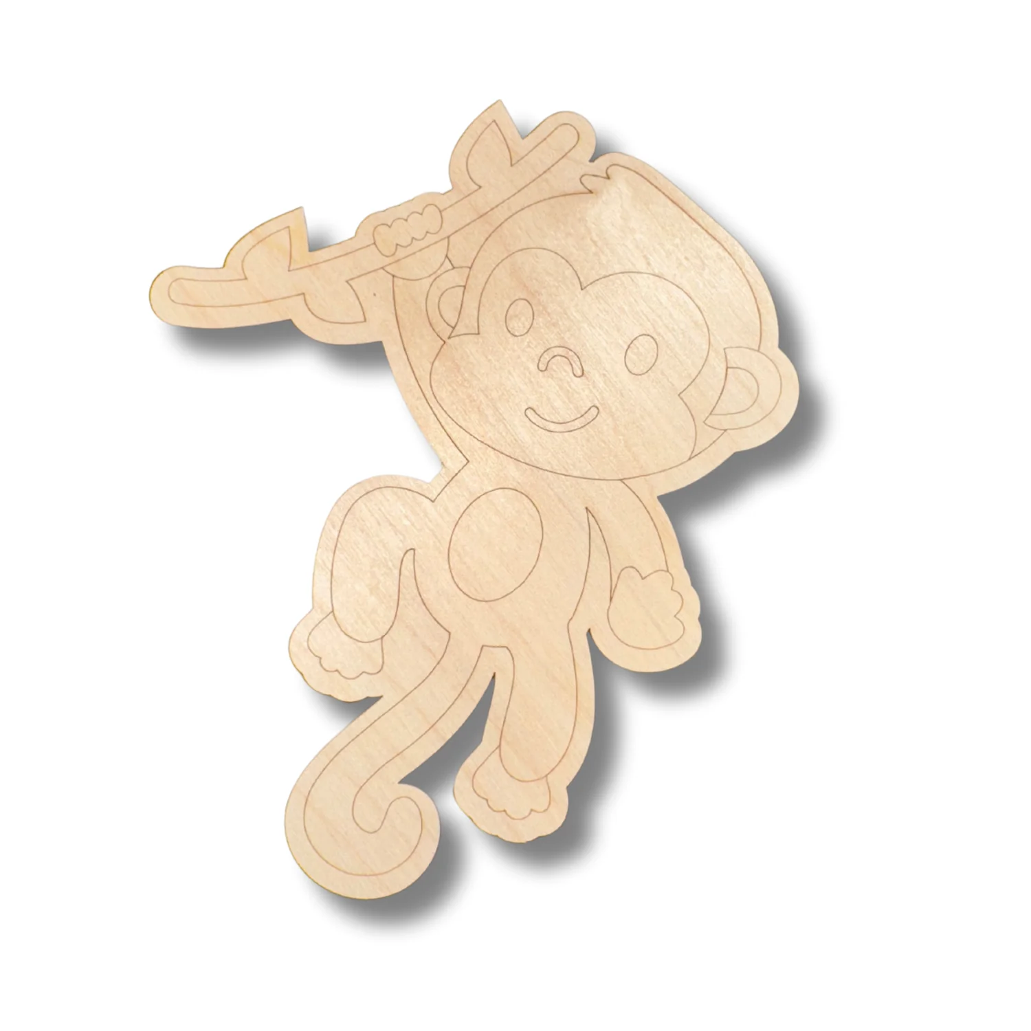 Unfinished Wood Etched Monkey Shape | Paint By Line Crafts | up to 30" DIY - Image 2