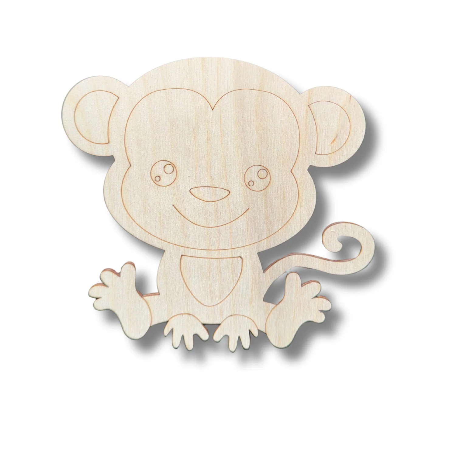 Unfinished Wood Etched Monkey Shape | Paint By Line Crafts | up to 30" DIY - Image 2