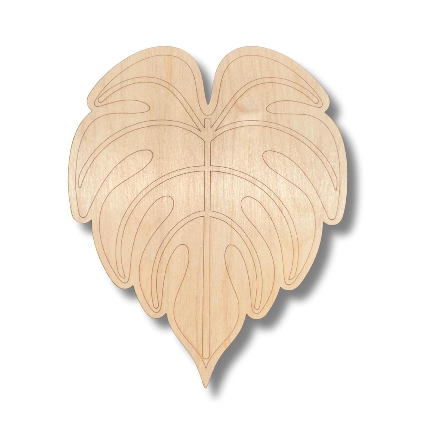 Unfinished Wood Etched Monstera Leaf Shape | Paint By Line Crafts | up to 30" DIY - Image 2