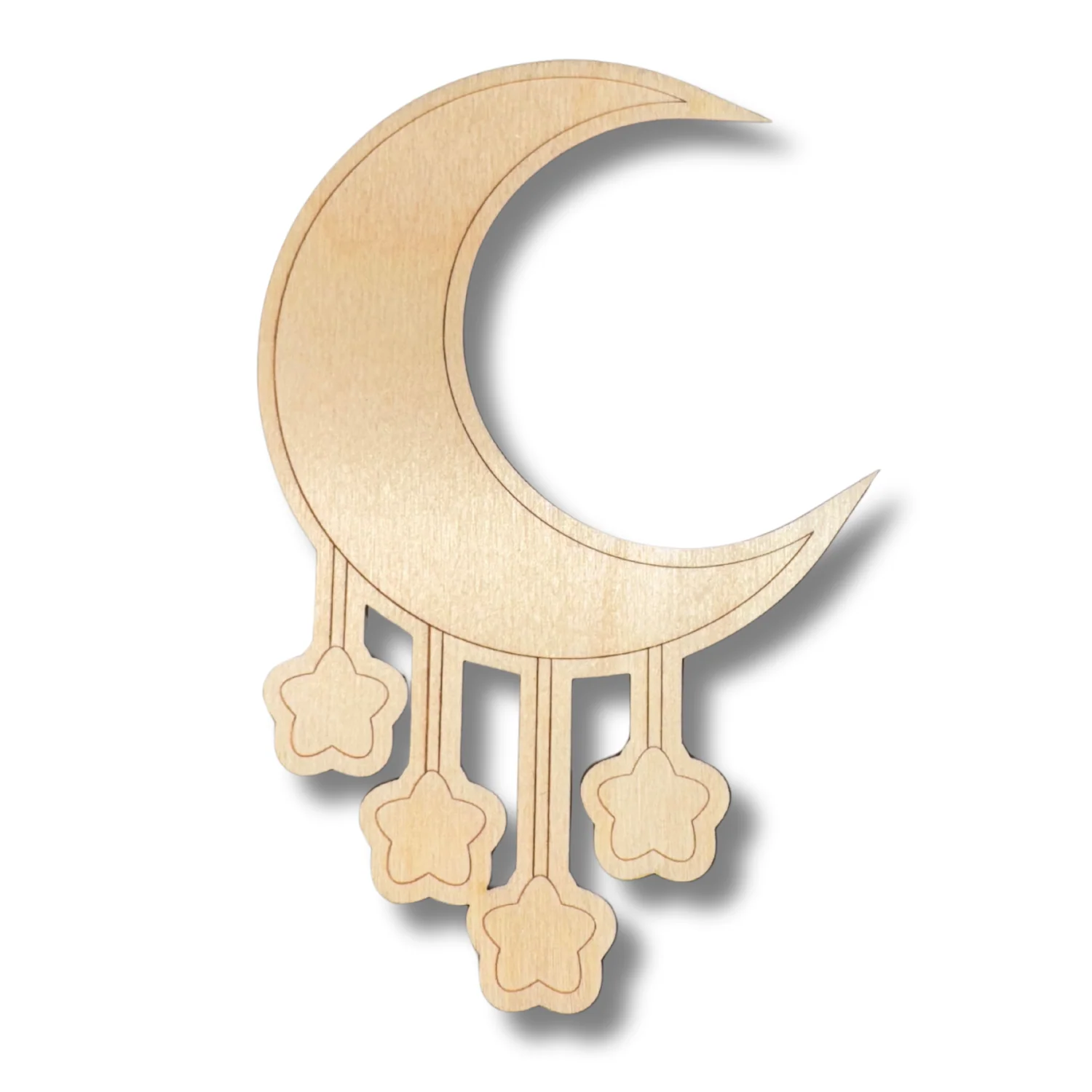 Unfinished Wood Etched Moon Mobile Shape | Paint By Line Crafts | up to 30" DIY - Image 2