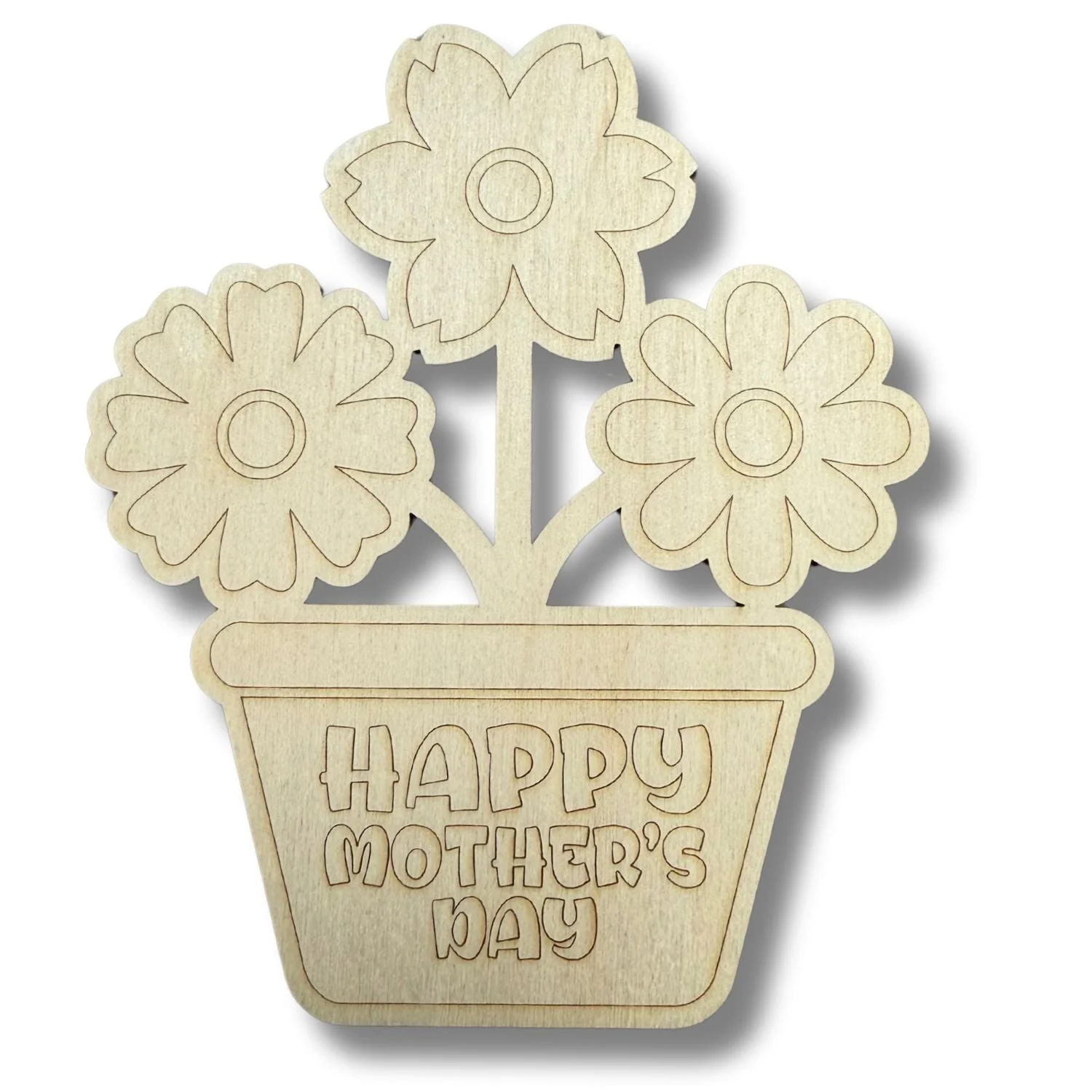 Unfinished Wood Etched Mother's Day Flowers Shape | Paint By Line Crafts | up to 30" DIY - Image 2