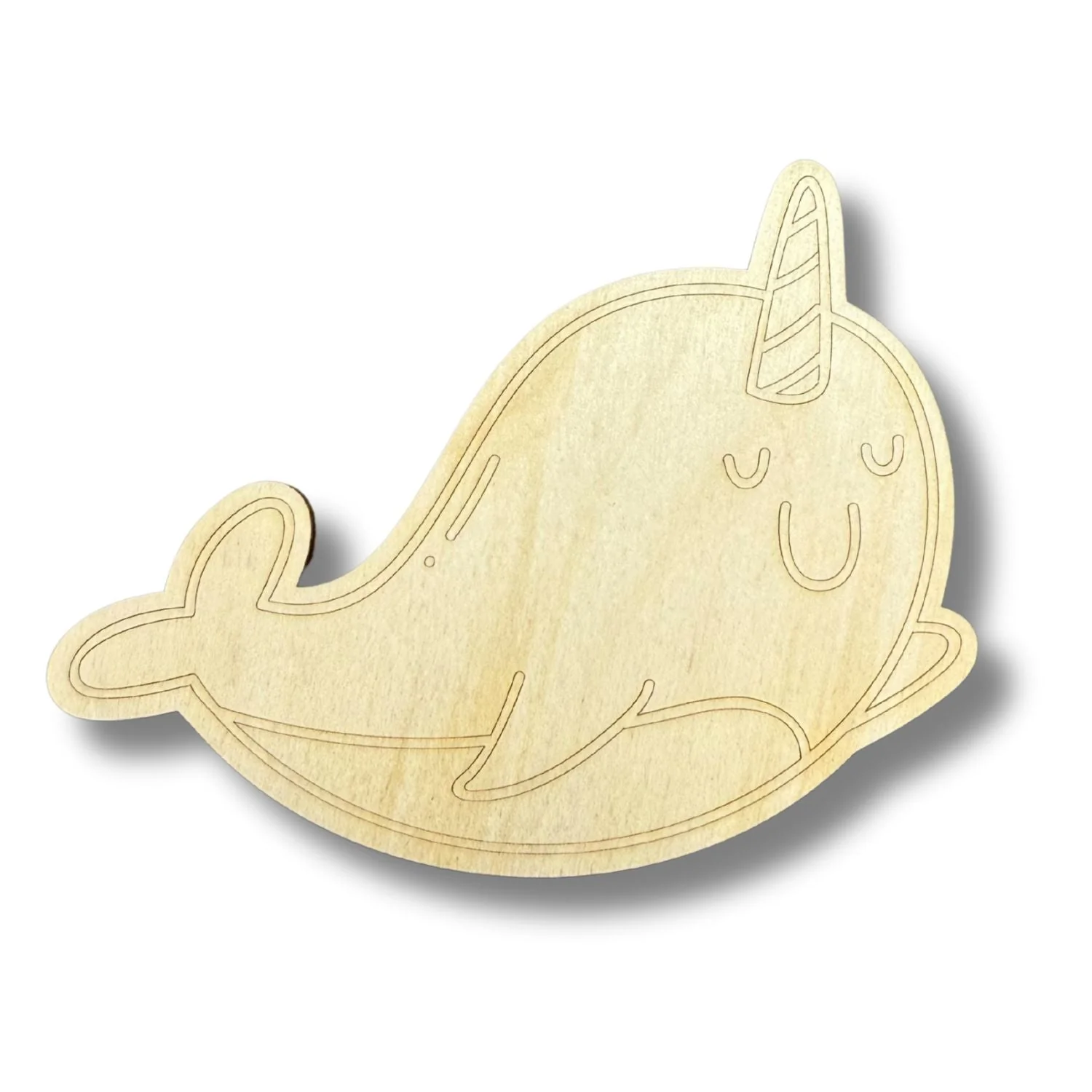 Unfinished Wood Etched Narwhal Shape | Paint By Line Crafts | up to 30" DIY - Image 2