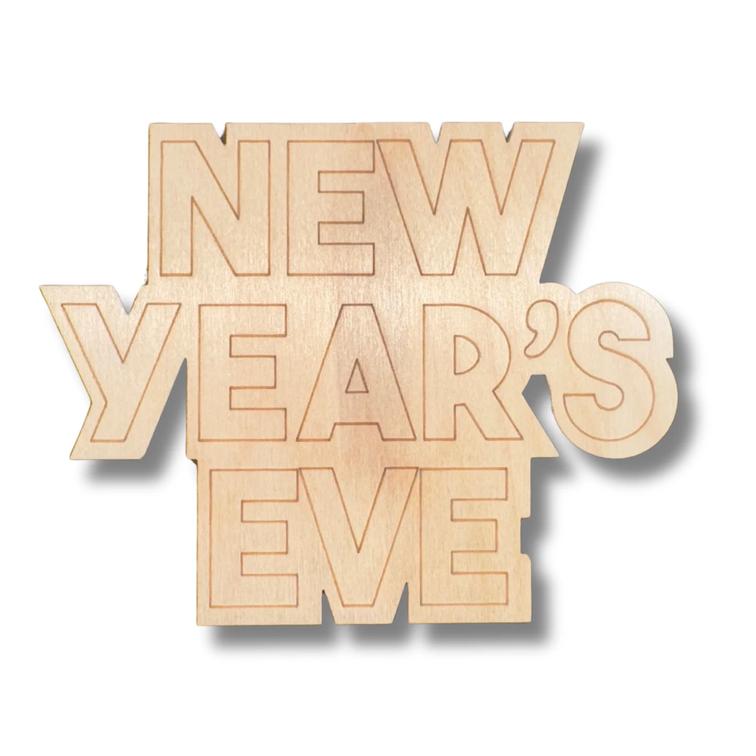 Unfinished Wood Etched New Year's Eve Shape | Paint By Line Crafts | up to 30" DIY - Image 2