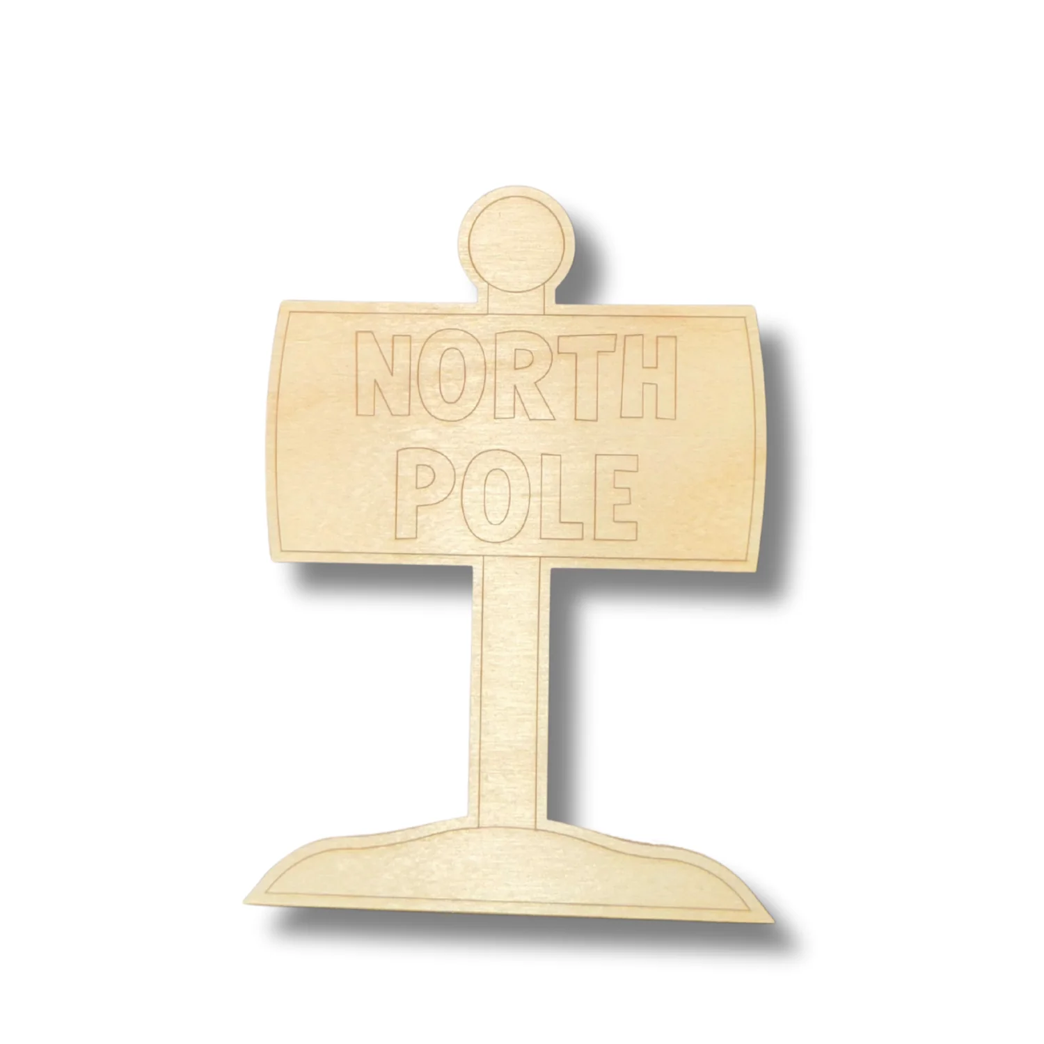 Unfinished Wood Etched North Pole Shape | Paint By Line Crafts | up to 30" DIY - Image 2